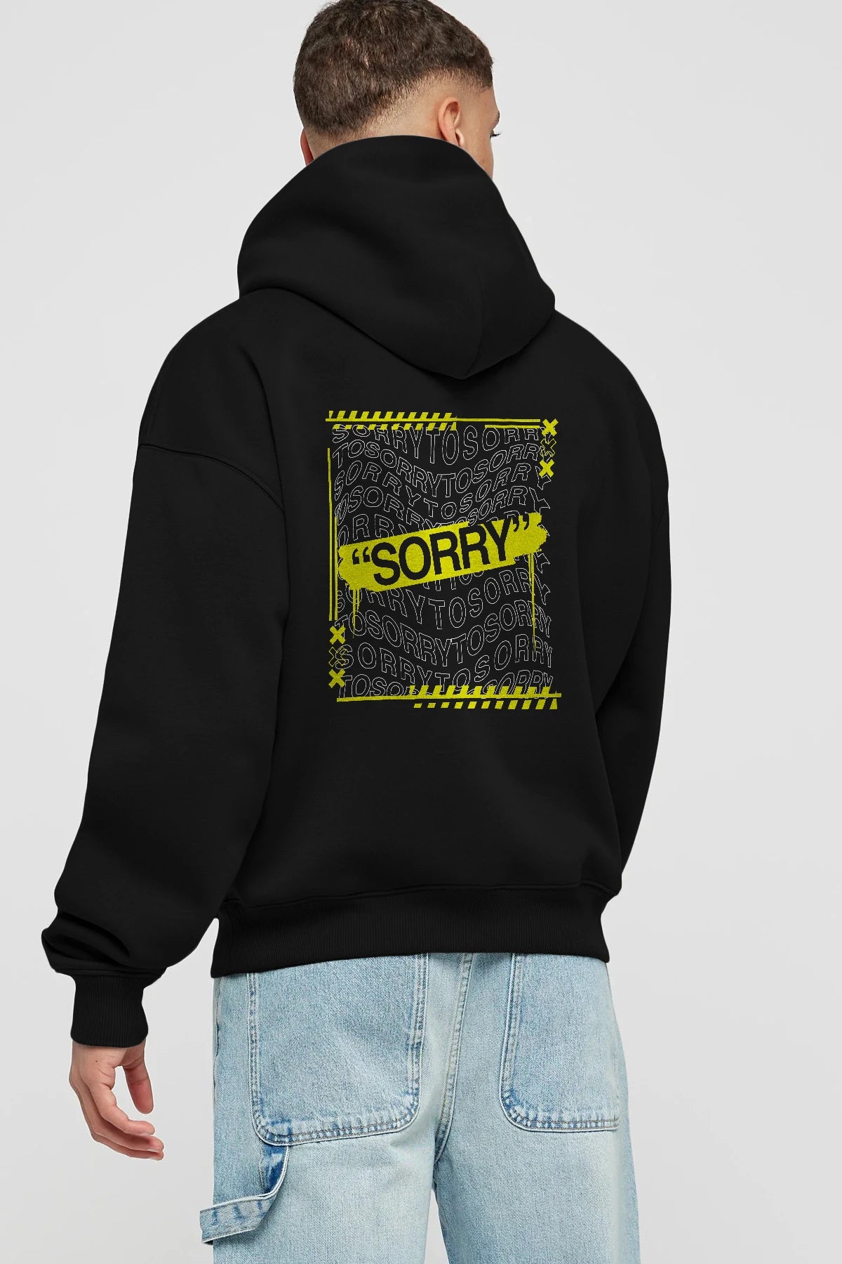 Sorry to Sorry Arka Baskılı Hoodie Oversize Kapüşonlu Sweatshirt Erkek Kadın Unisex