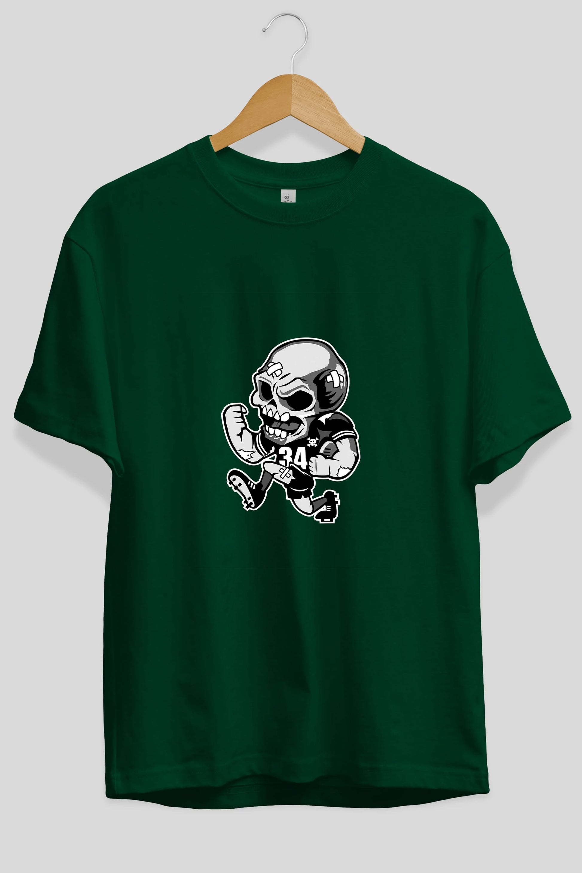 Skull Football Ön Baskılı Oversize t-shirt Erkek Kadın Unisex %100 Pamuk tişort