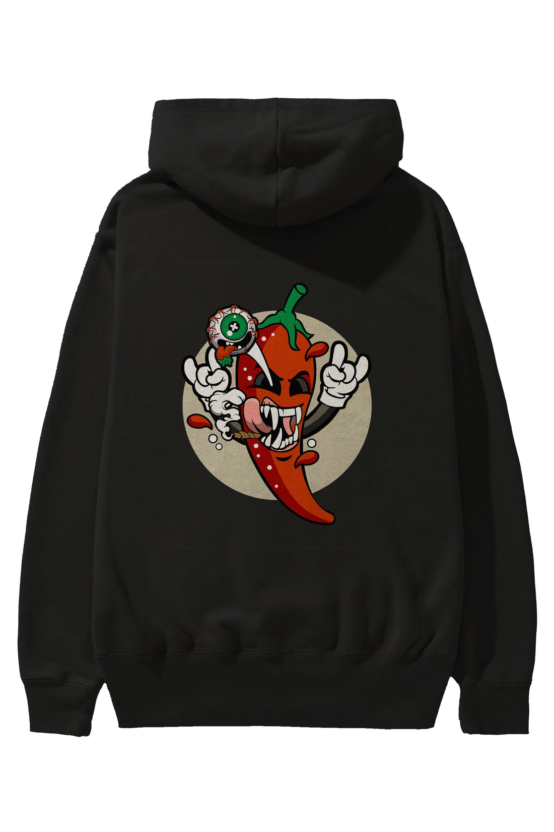 Chili Monster Arka Baskılı Hoodie Oversize Kapüşonlu Sweatshirt Erkek Kadın Unisex