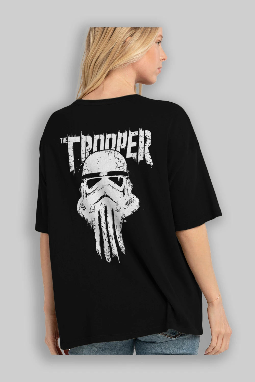 The Trooper Arka Baskılı Oversize t-shirt Erkek Kadın Unisex %100 Pamuk Bisiklet Yaka tişort
