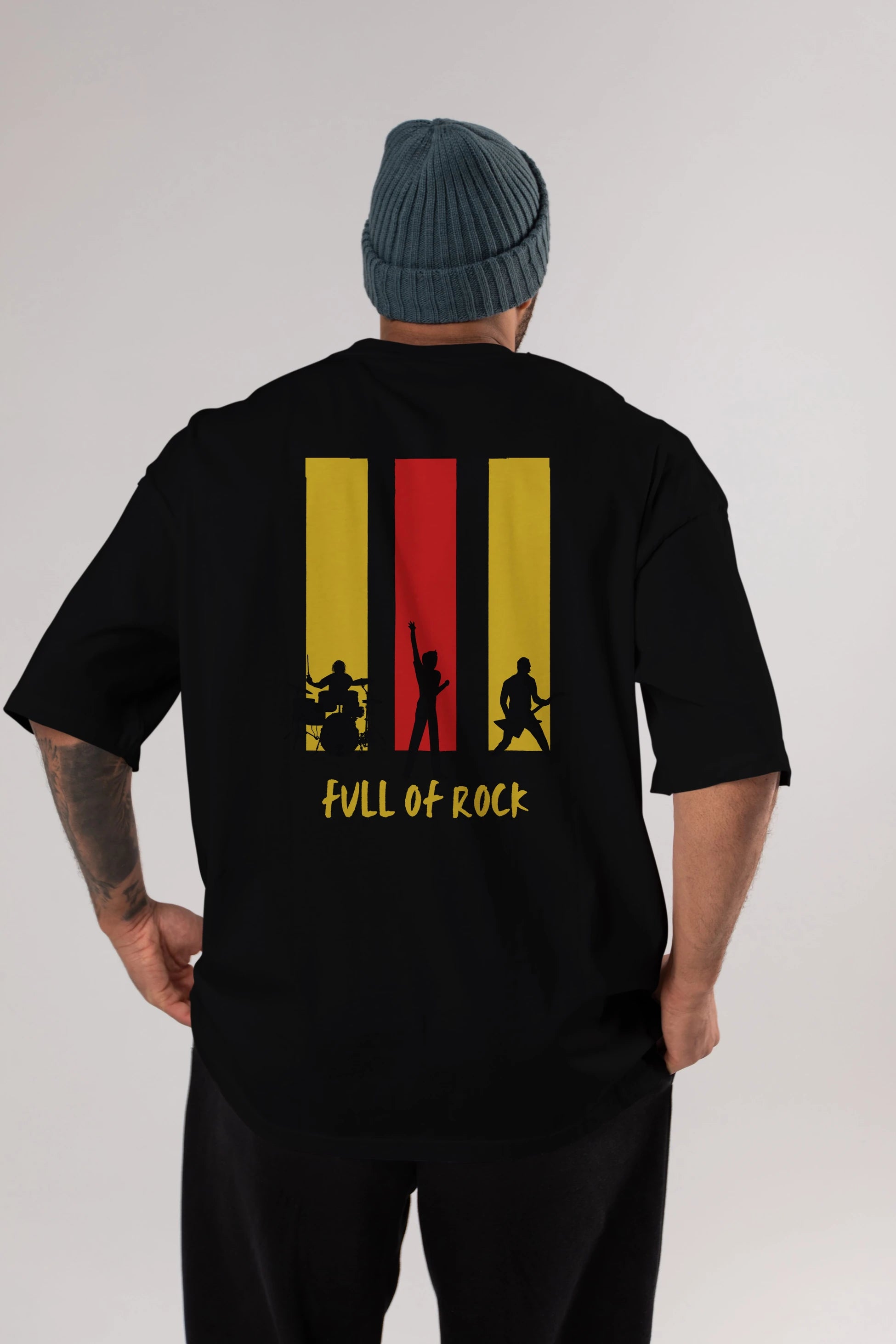Full of Rock Yazılı Arka Baskılı Oversize t-shirt Erkek Kadın Unisex
