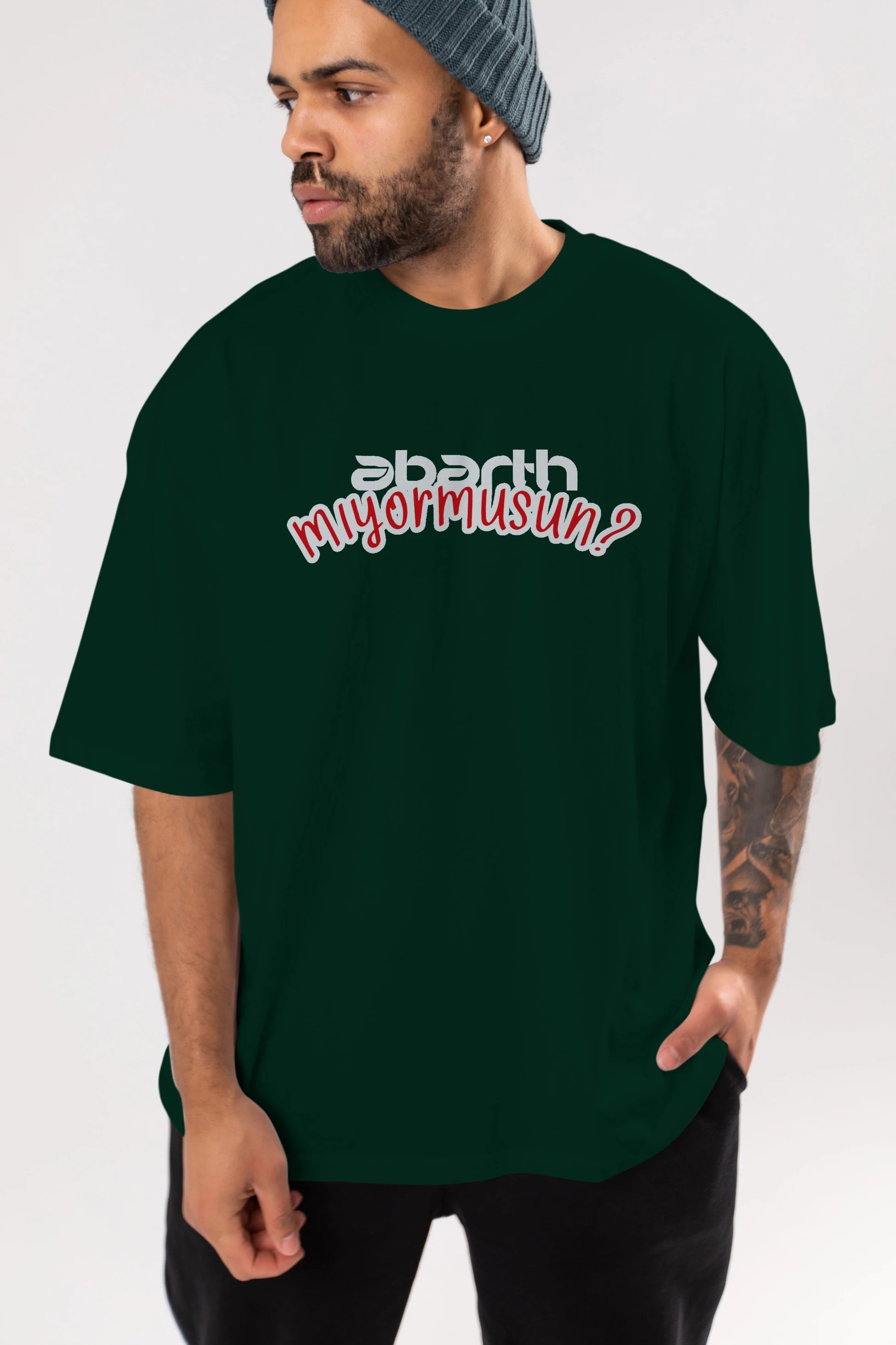 Abarth  Mıyormusun Ön Baskılı Oversize t-shirt %100 pamuk Erkek Kadın Unisex