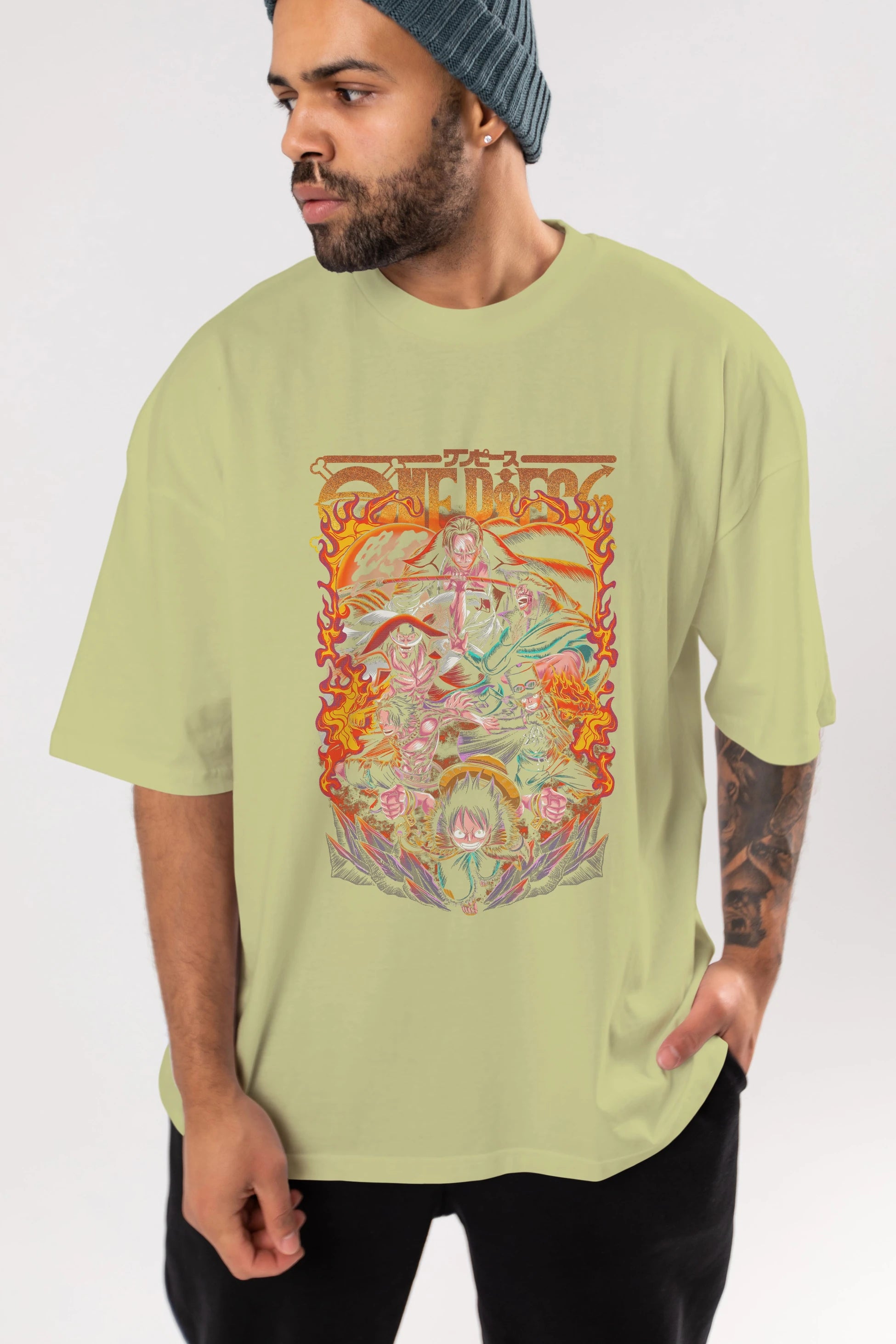 ONE PIECE (3) Anime Ön Baskılı Oversize t-shirt %100 pamuk Erkek Kadın Unisex
