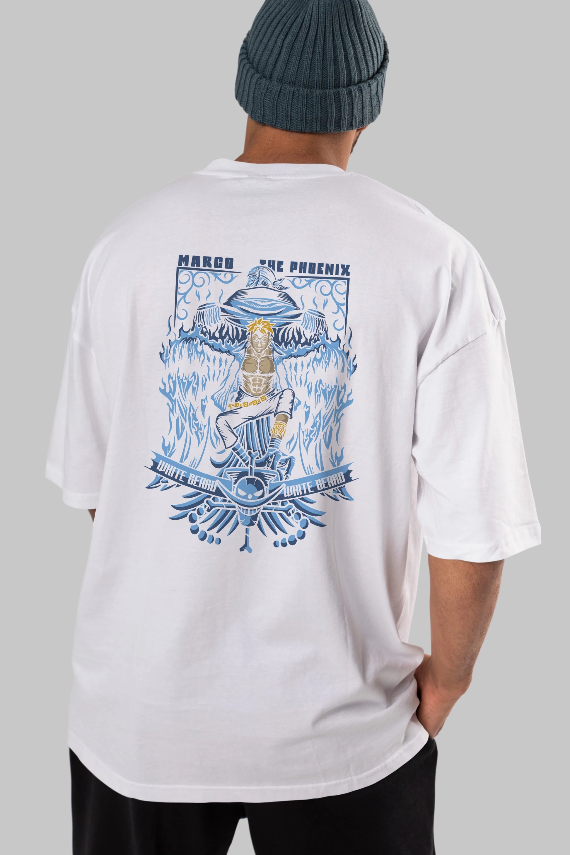 Marco the Phoenix Anime Arka Baskılı Oversize t-shirt Erkek Kadın Unisex %100 pamuk tişort