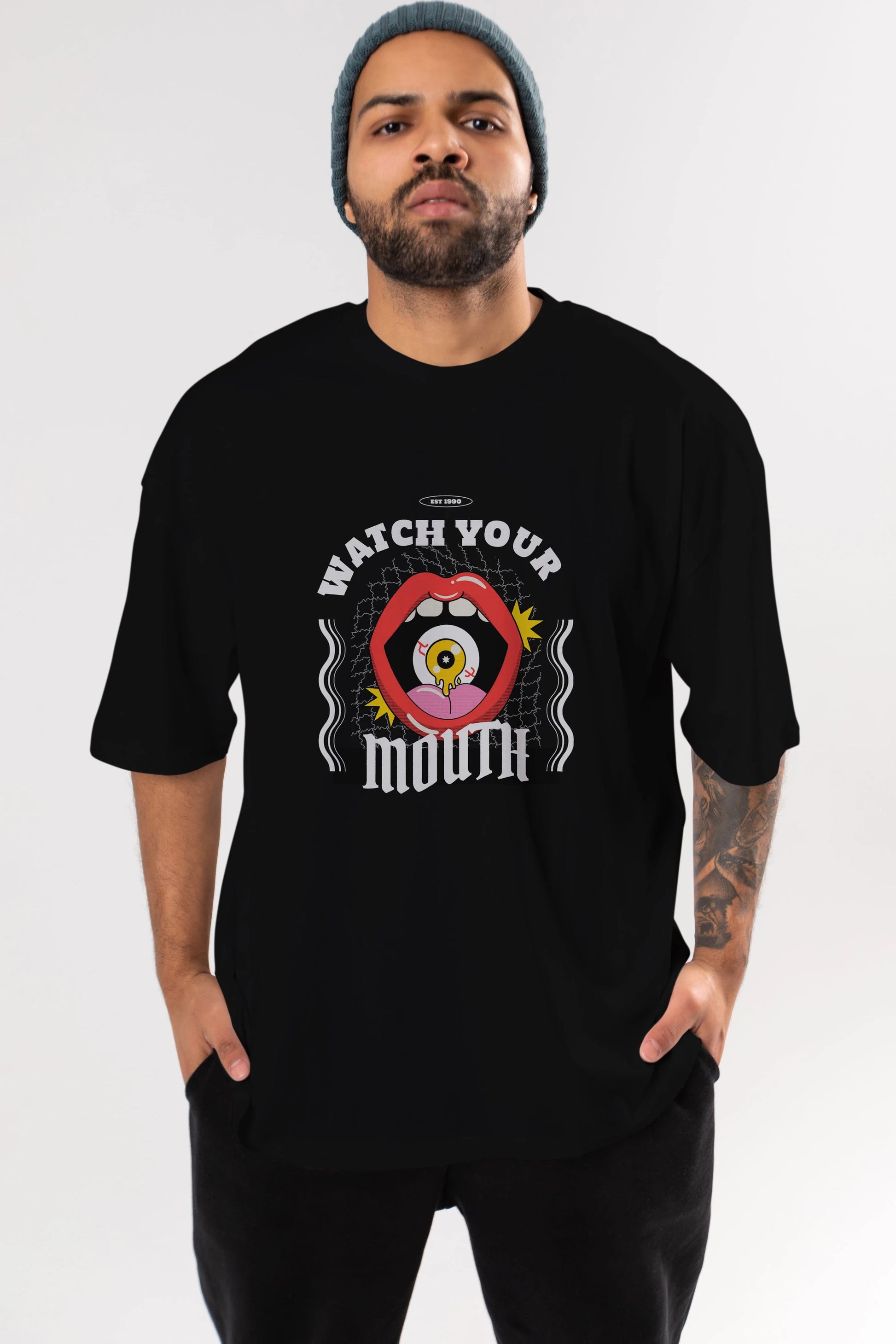 Watch Your Mouth Ön Baskılı Oversize t-shirt Erkek Kadın Unisex