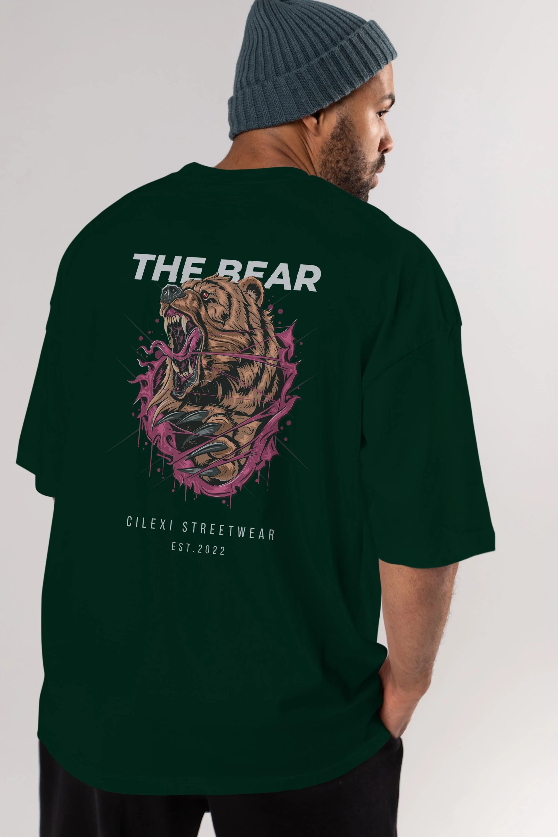 The Bear Arka Baskılı Oversize t-shirt Erkek Kadın Unisex