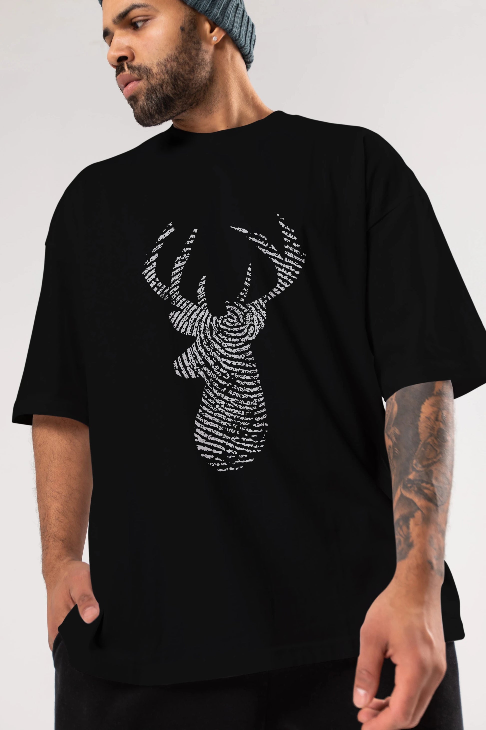 Deer 3 Ön Baskılı Oversize t-shirt %100 pamuk Erkek Kadın Unisex