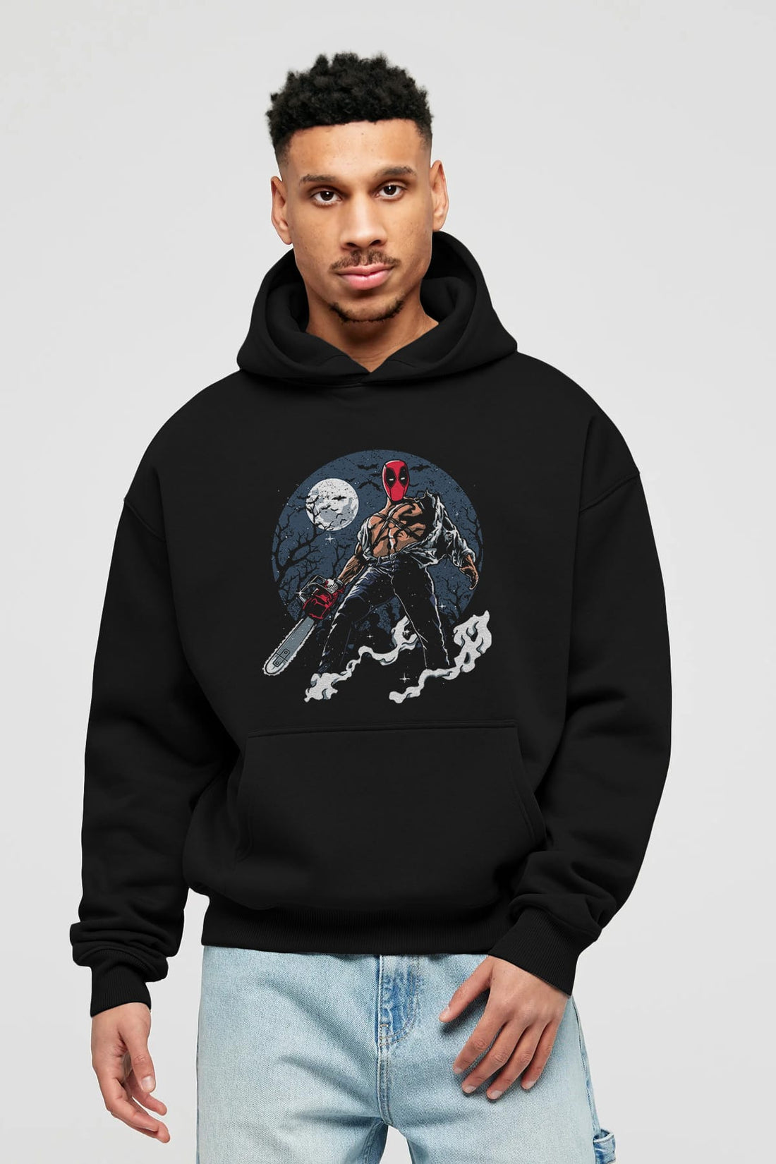 Evil Deadpool Ön Baskılı Hoodie Oversize Kapüşonlu Sweatshirt Erkek Kadın Unisex