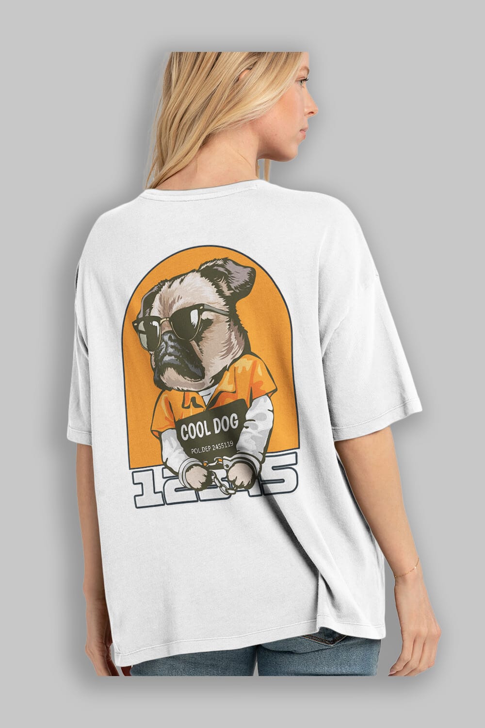 Cool Dog Arka Baskılı Oversize t-shirt Erkek Kadın Unisex