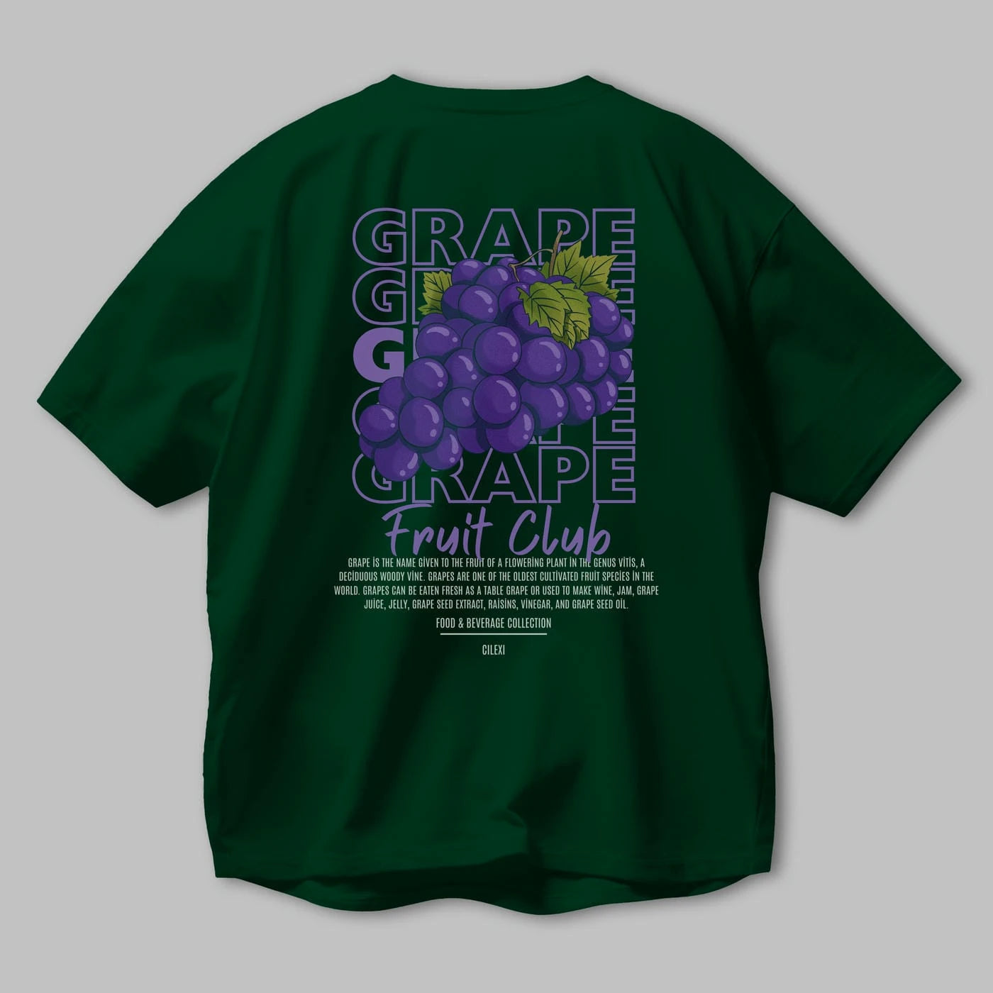 Grape Arka Baskılı Oversize t-shirt Erkek Kadın Pamuk Bisiklet Yaka tişort