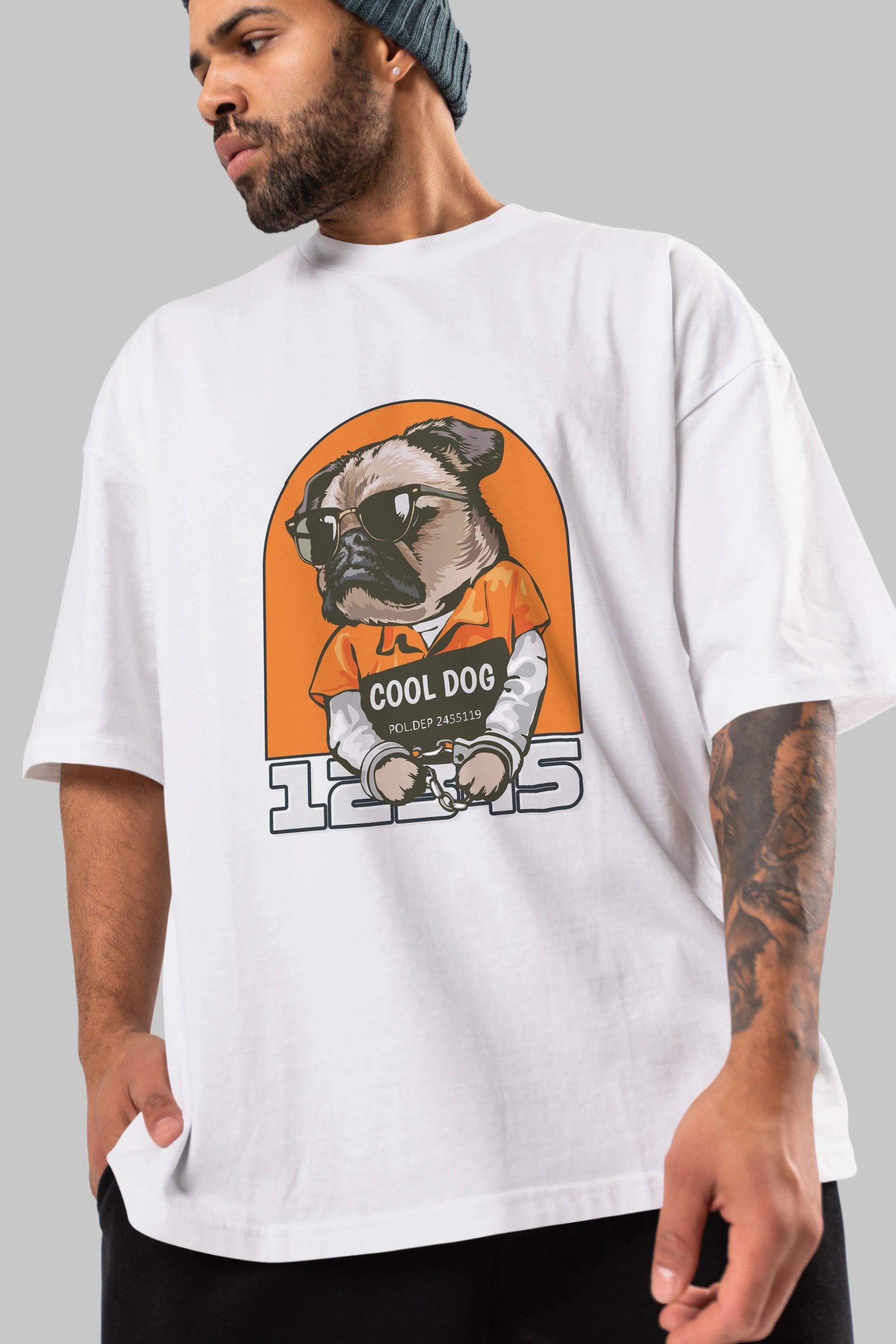 Cool Dog Ön Baskılı Oversize t-shirt Erkek Kadın Unisex