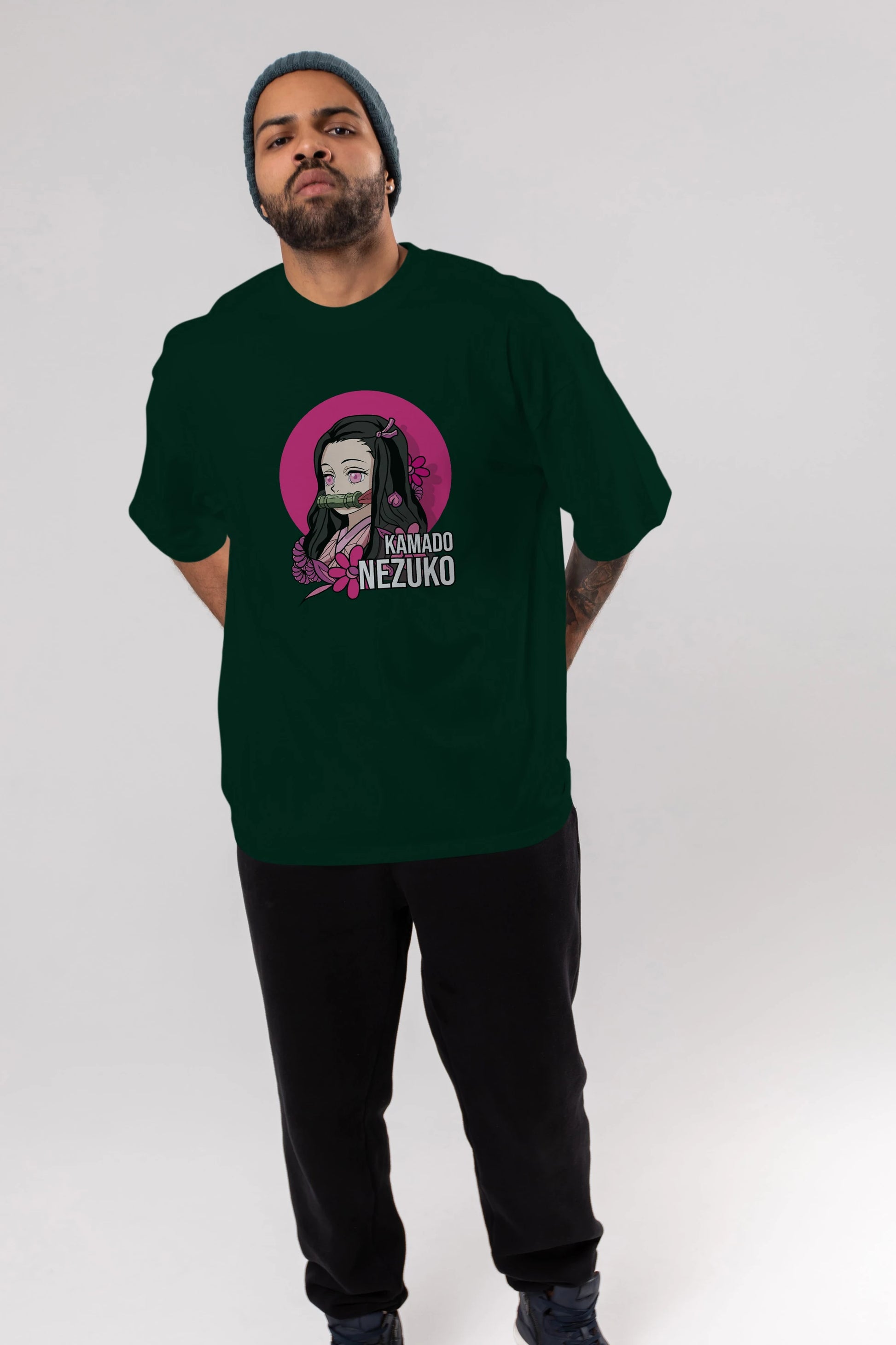 Nezuko Kamado 2 Anime Ön Baskılı Oversize t-shirt %100 pamuk Erkek Kadın Unisex