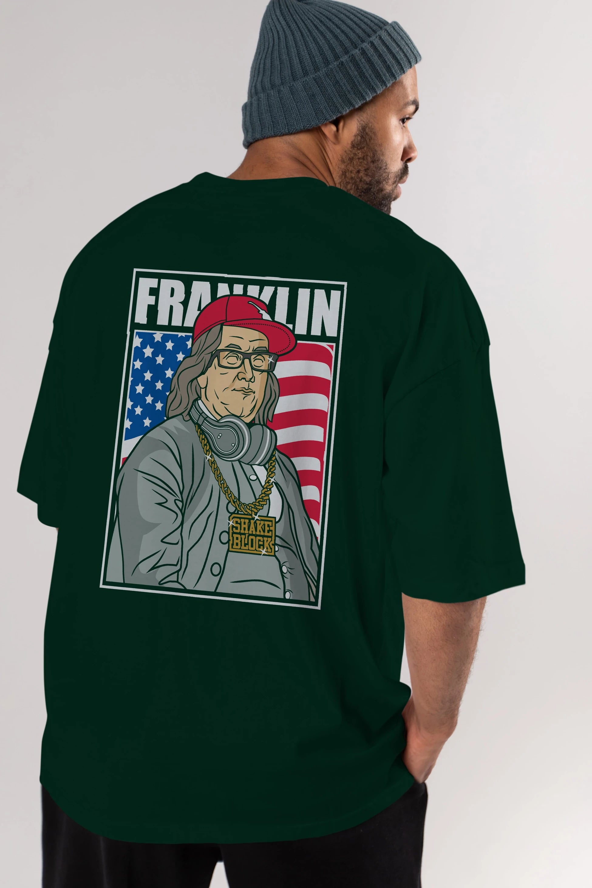Franklin Rapper Arka Baskılı Oversize t-shirt Erkek Kadın Unisex %100 Pamuk tişort