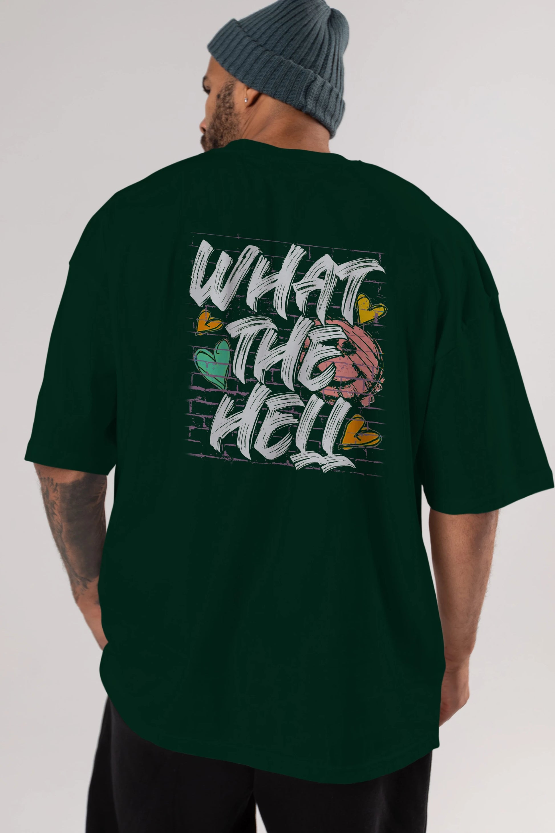 What The Hell Arka Baskılı Oversize t-shirt Erkek Kadın Unisex