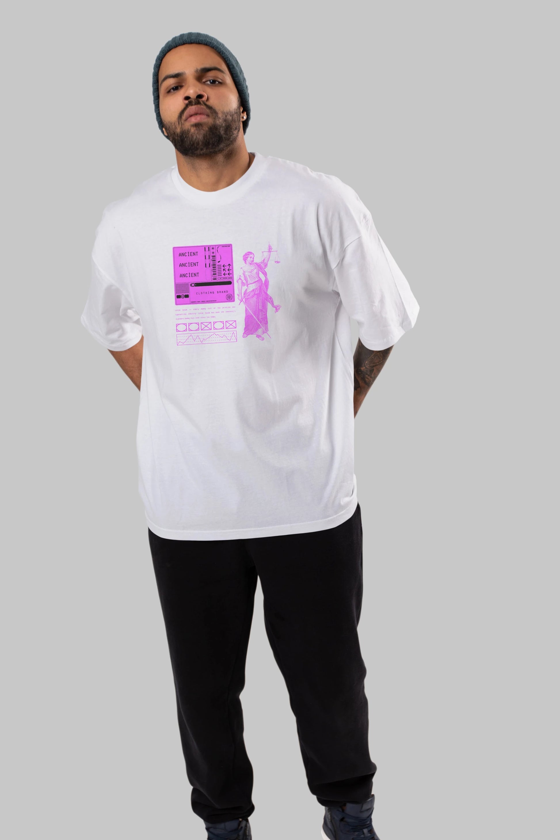Ancient Streetwear Ön Baskılı Oversize t-shirt Erkek Kadın Unisex