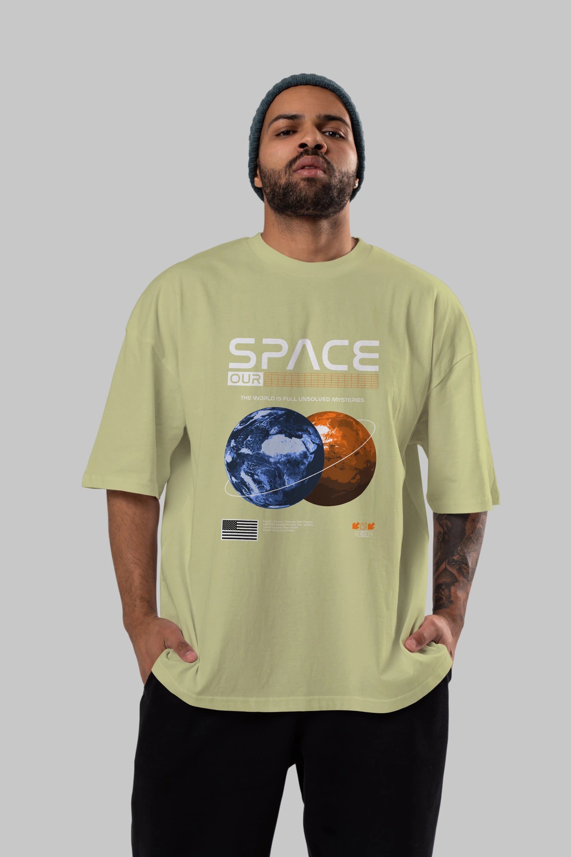 Space Our Ön Baskılı Oversize t-shirt Erkek Kadın Unisex
