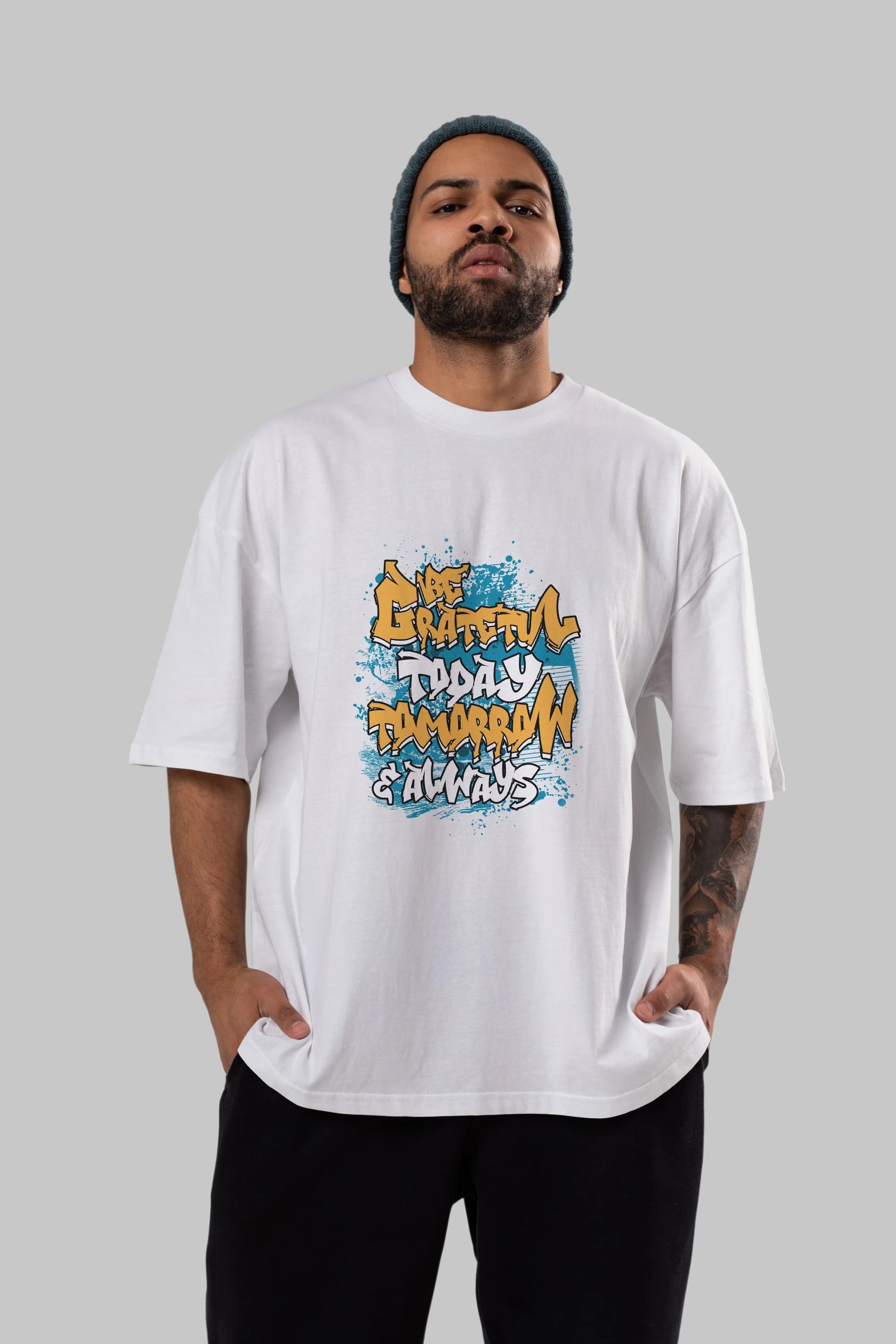 Be Gratetul Today Ön Baskılı Oversize t-shirt Erkek Kadın Unisex