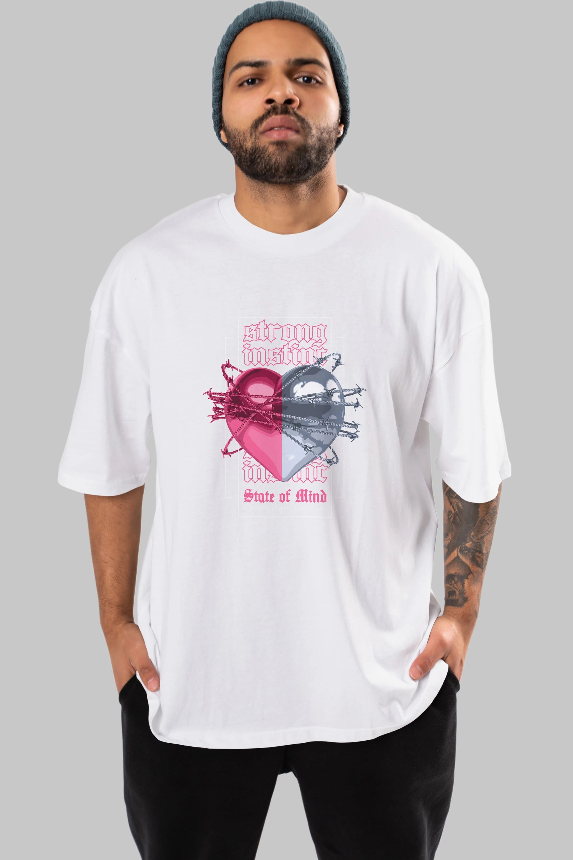 State of Mind Ön Baskılı Oversize t-shirt Erkek Kadın Unisex