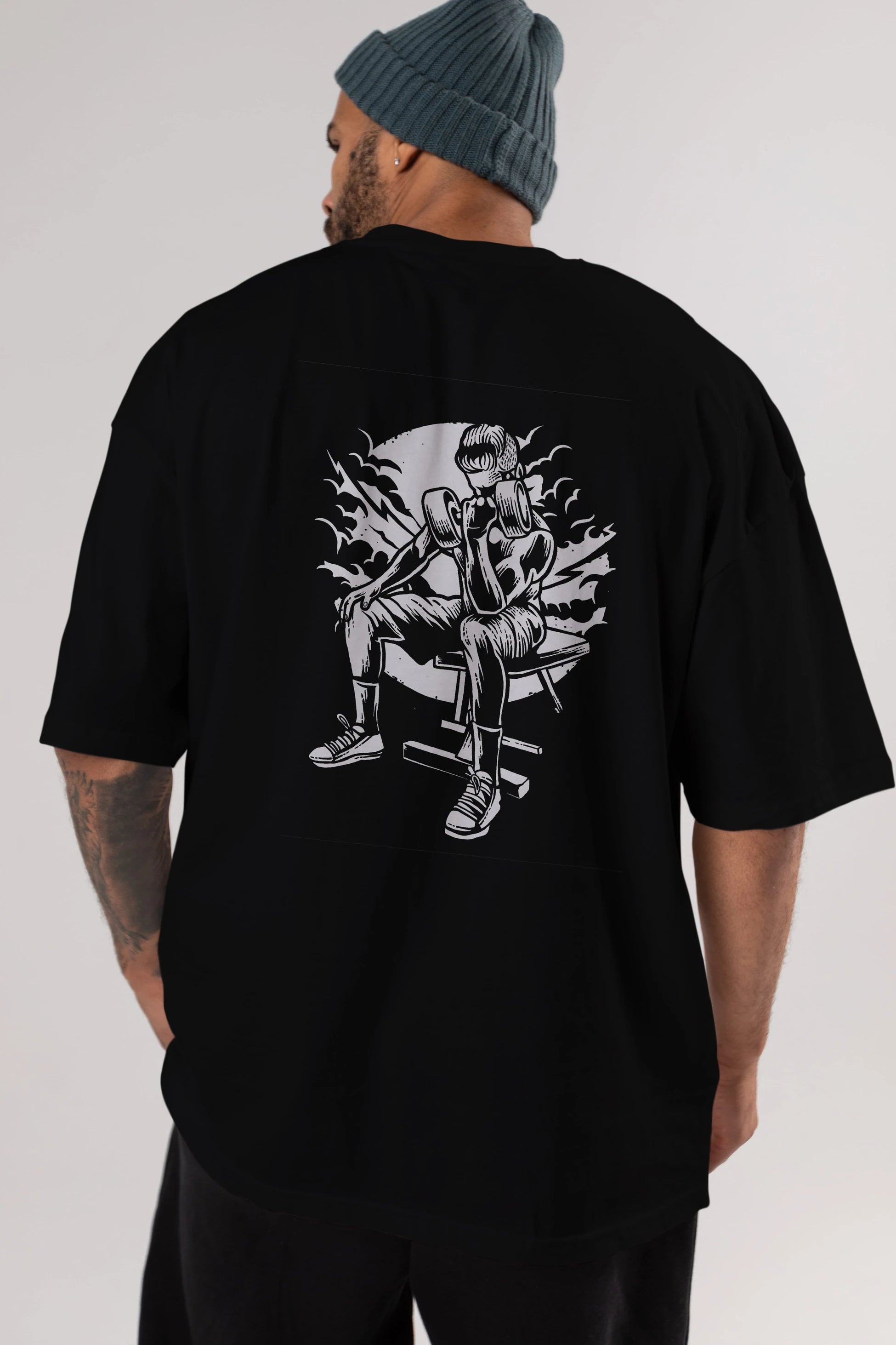 No Pain No Gain Arka Baskılı Oversize t-shirt Erkek Kadın Unisex %100 Pamuk