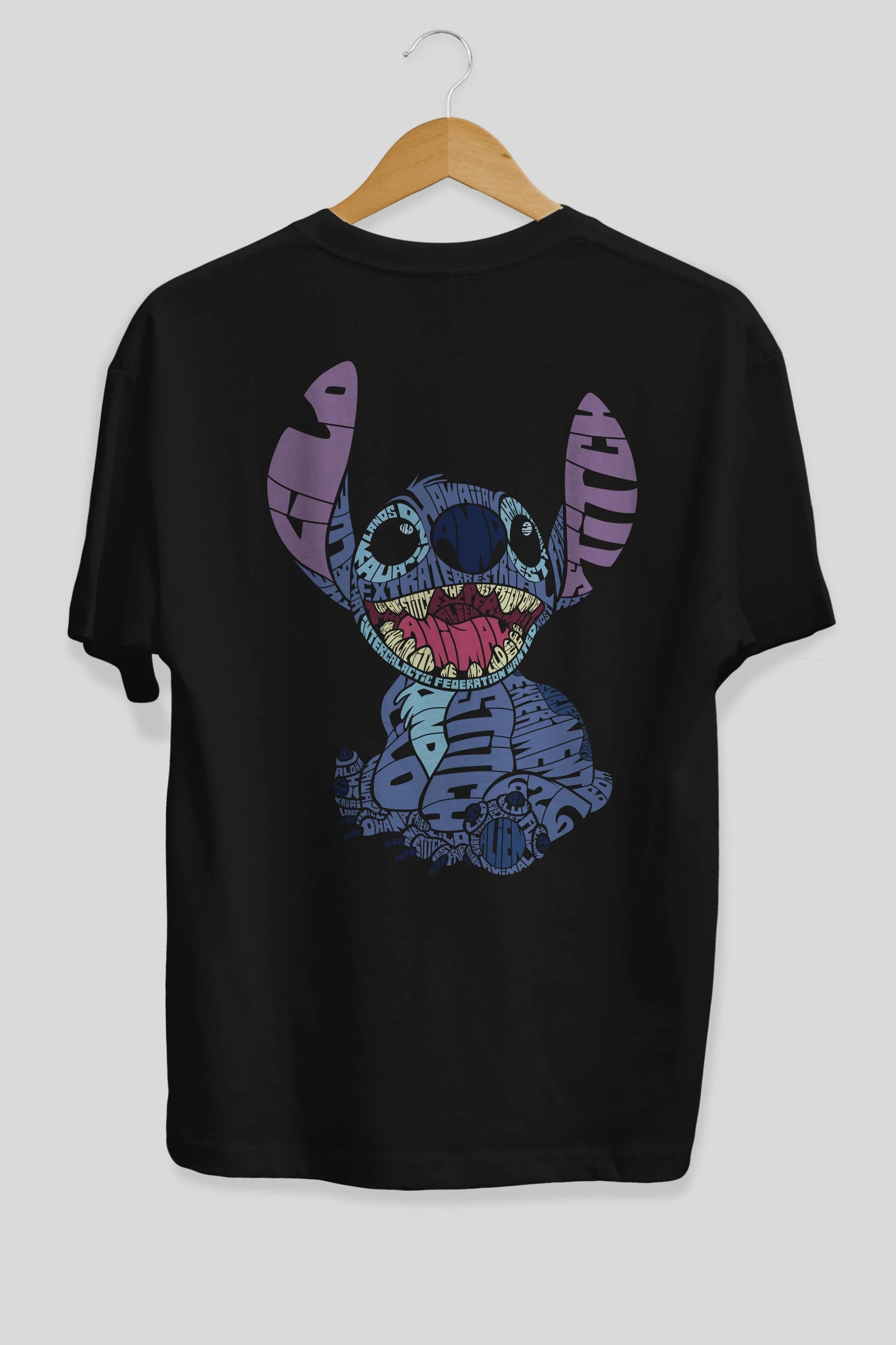 Stitch Arka Baskılı Oversize t-shirt %100 pamuk Erkek Kadın Unisex