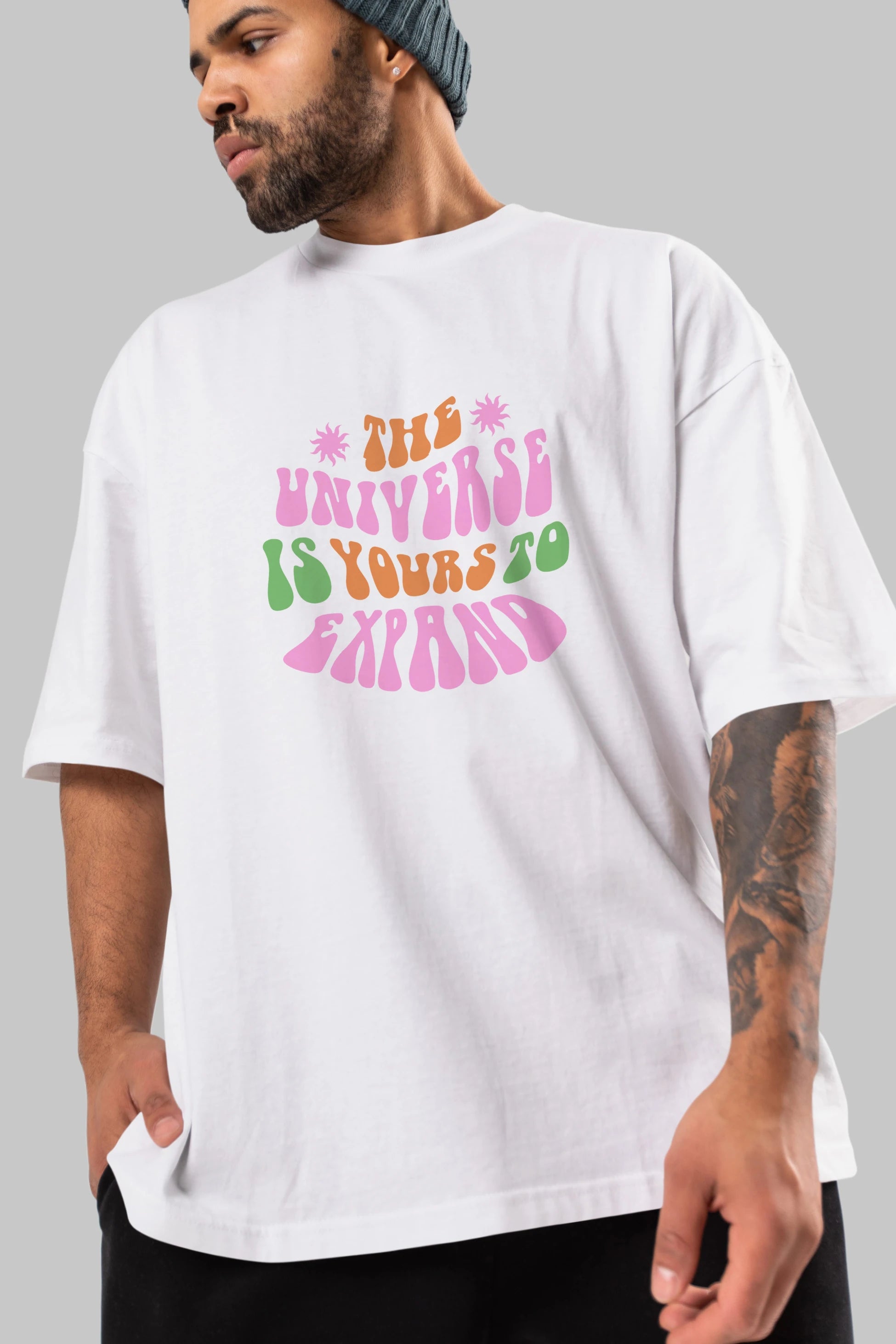 The Universe is Yours Yazılı Ön Baskılı Oversize t-shirt Erkek Kadın Unisex