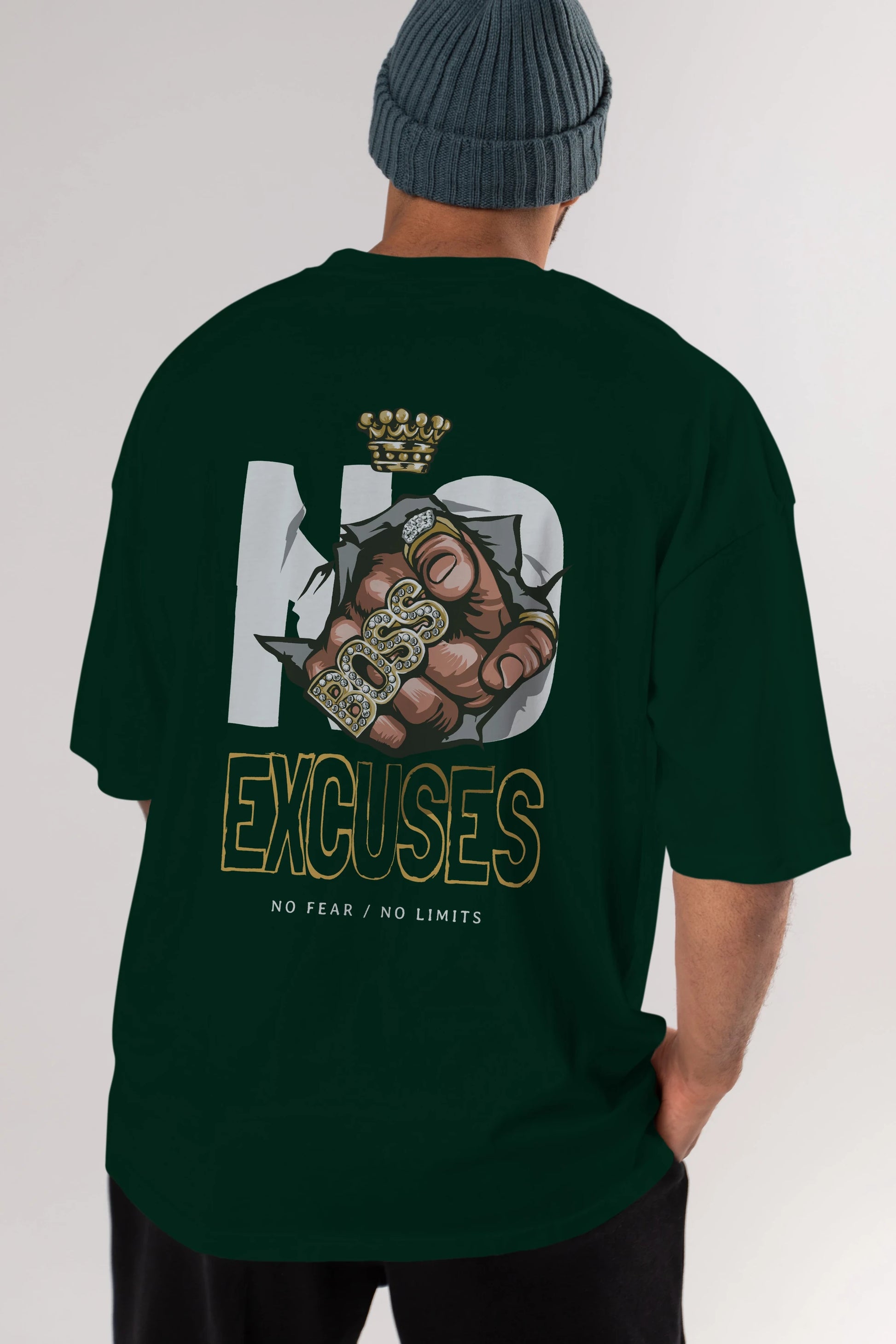 No Excuses Arka Baskılı Oversize t-shirt Erkek Kadın Unisex