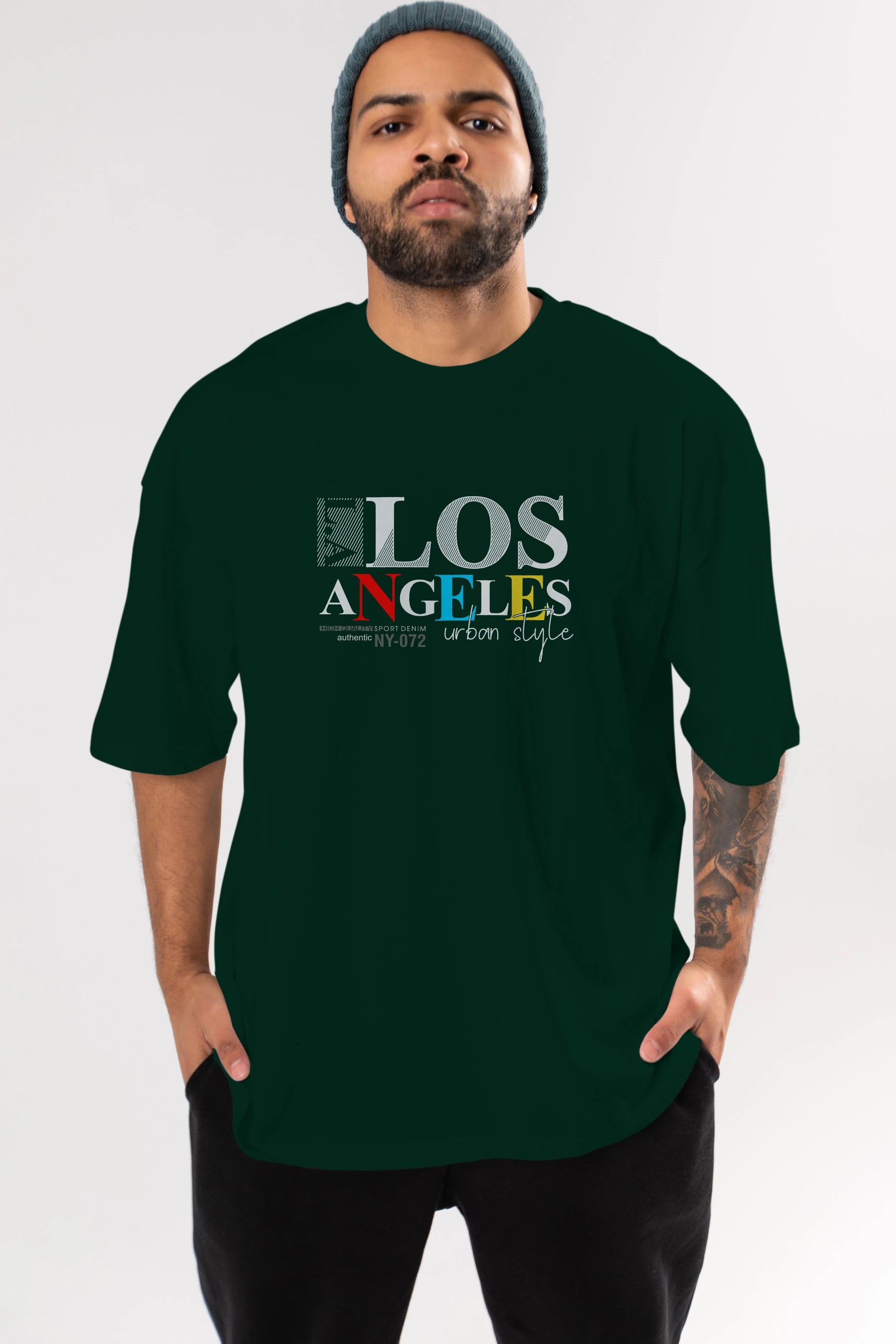 Los Angeles Style Ön Baskılı Oversize t-shirt Erkek Kadın Unisex