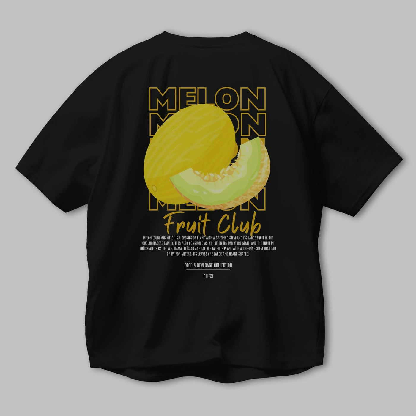 Melon Arka Baskılı Oversize t-shirt Erkek Kadın Pamuk Bisiklet Yaka tişort