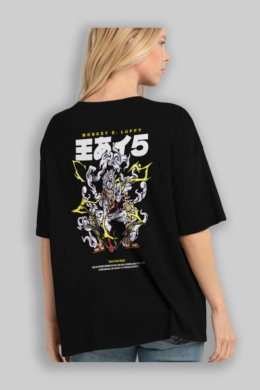 Monkey D. Luffy Anime Arka Baskılı Oversize t-shirt Erkek Kadın Unisex