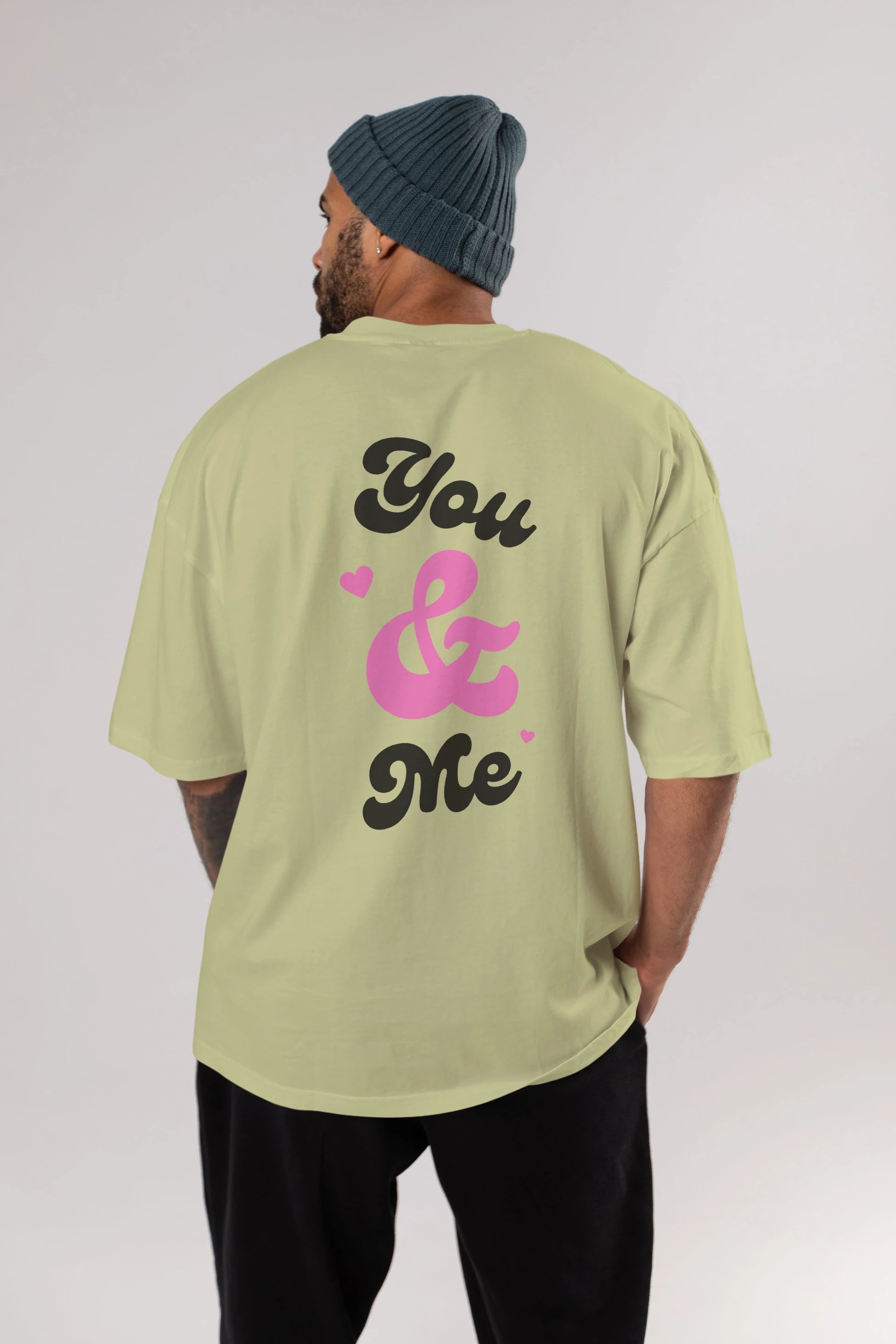 You and Me Yazılı Arka Baskılı Oversize t-shirt Erkek Kadın Unisex
