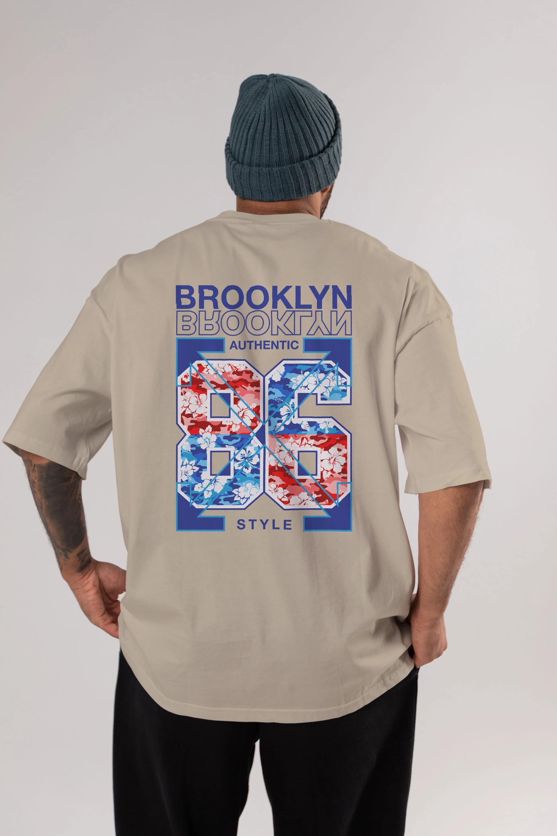 Brooklyn 86 Style Arka Baskılı Oversize t-shirt Erkek Kadın Unisex