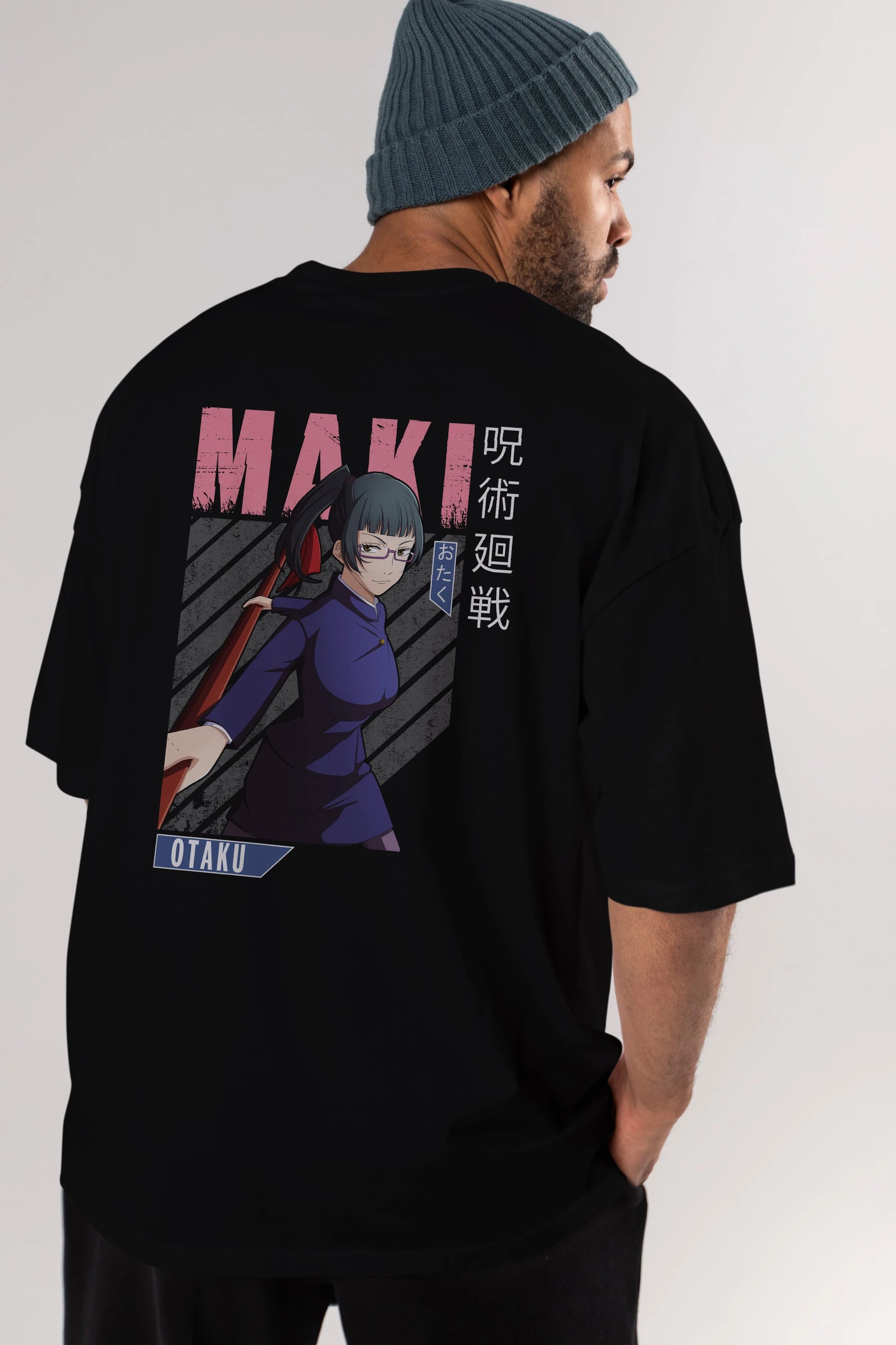 Maki Zenin CHAINSAWMAN Anime Arka Baskılı Oversize t-shirt Erkek Kadın Unisex