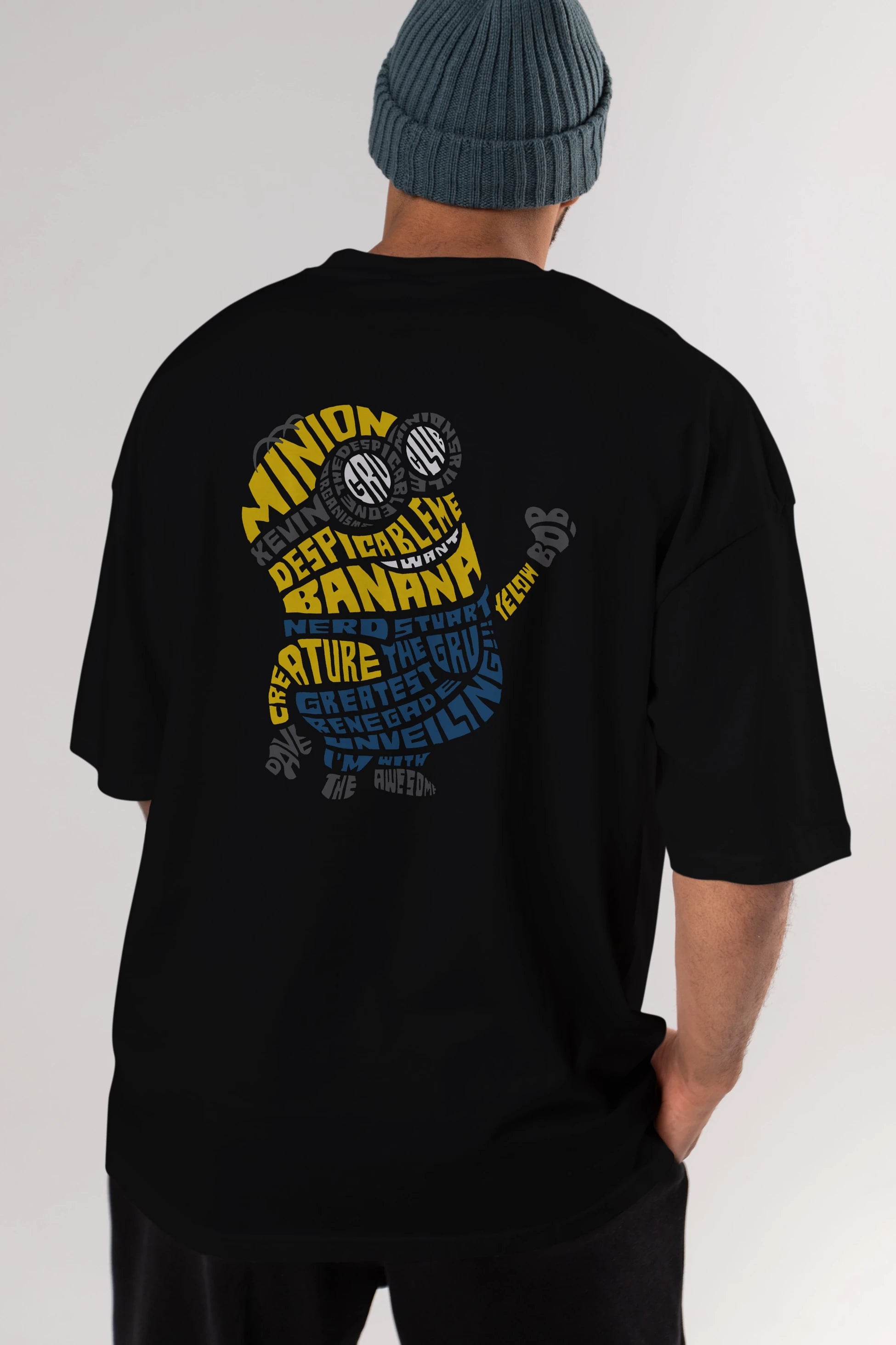 Minion Arka Baskılı Oversize t-shirt %100 pamuk Erkek Kadın Unisex