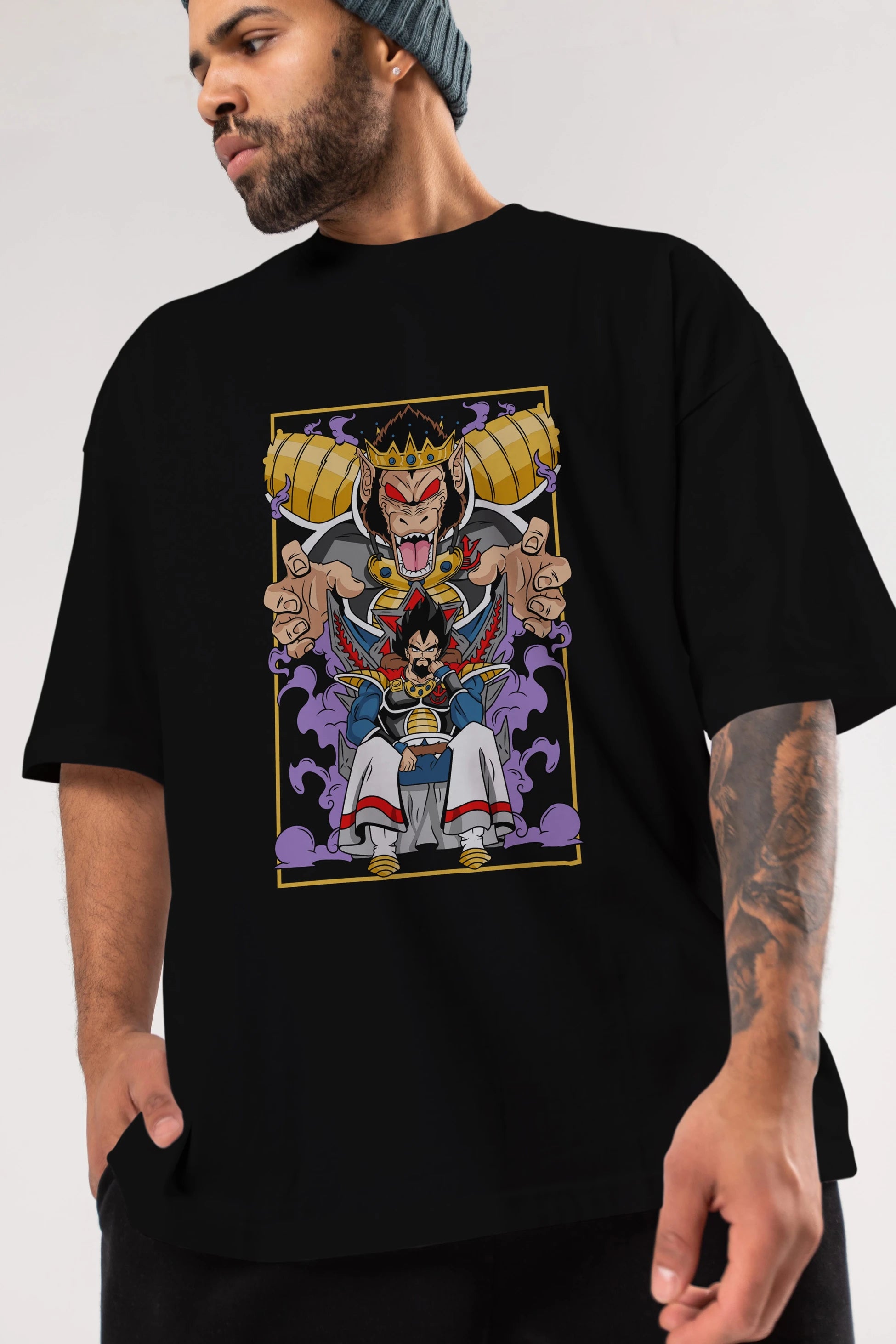 DragonBall ReyVegeta Anime Ön Baskılı Oversize t-shirt %100 pamuk Erkek Kadın Unisex