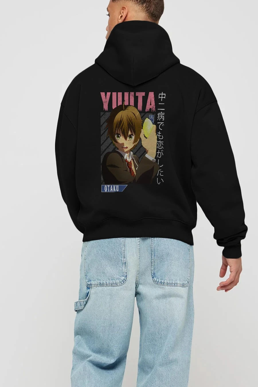 Yuuta Togashi 2 Anime Arka Baskılı Hoodie Oversize Kapüşonlu Sweatshirt Erkek Kadın Unisex