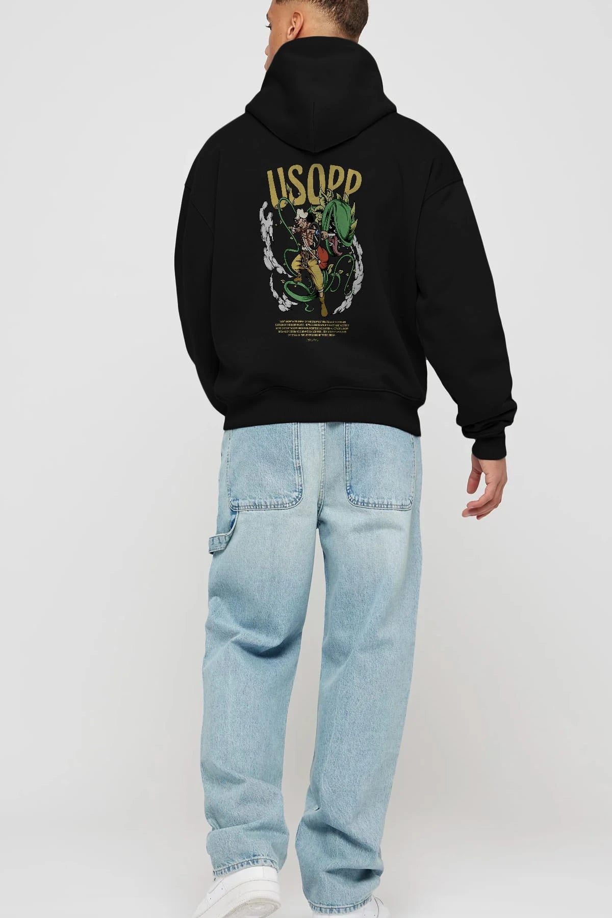 Usopp Anime Arka Baskılı Hoodie Oversize Kapüşonlu Sweatshirt Erkek Kadın Unisex