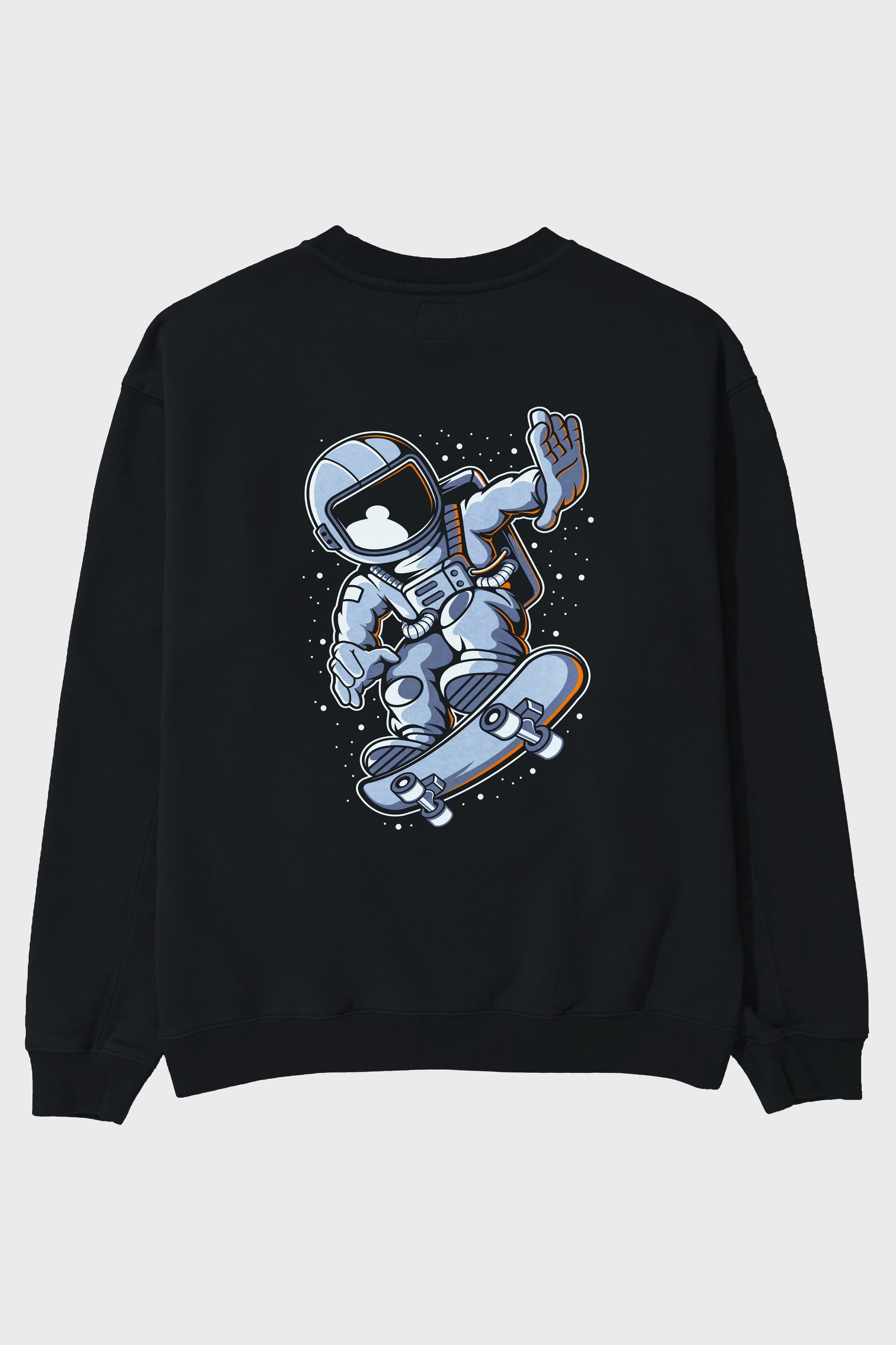 Astronaut Skateboard Arka Baskılı Oversize Sweatshirt Erkek Kadın Unisex