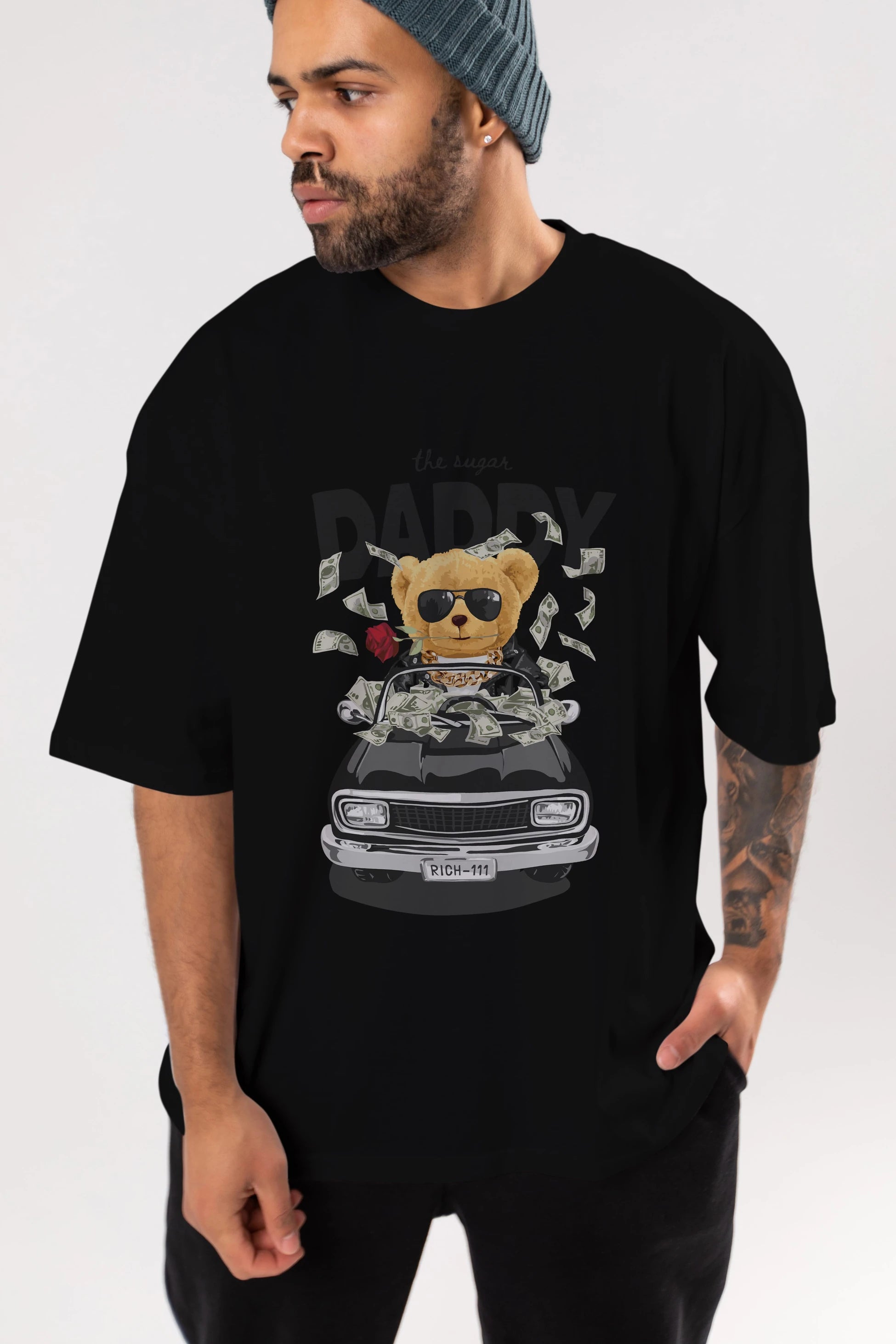 Teddy Bear Daddy Ön Baskılı Oversize t-shirt Erkek Kadın Unisex %100 Pamuk