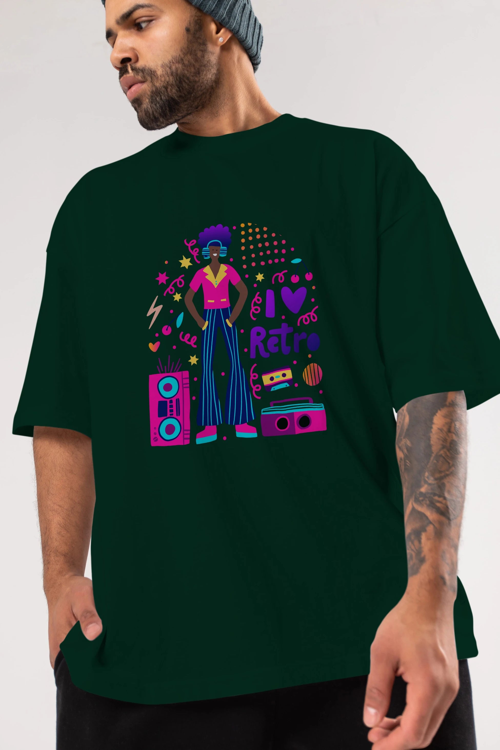 Retro Boy Party Ön Baskılı Oversize t-shirt Erkek Kadın Unisex