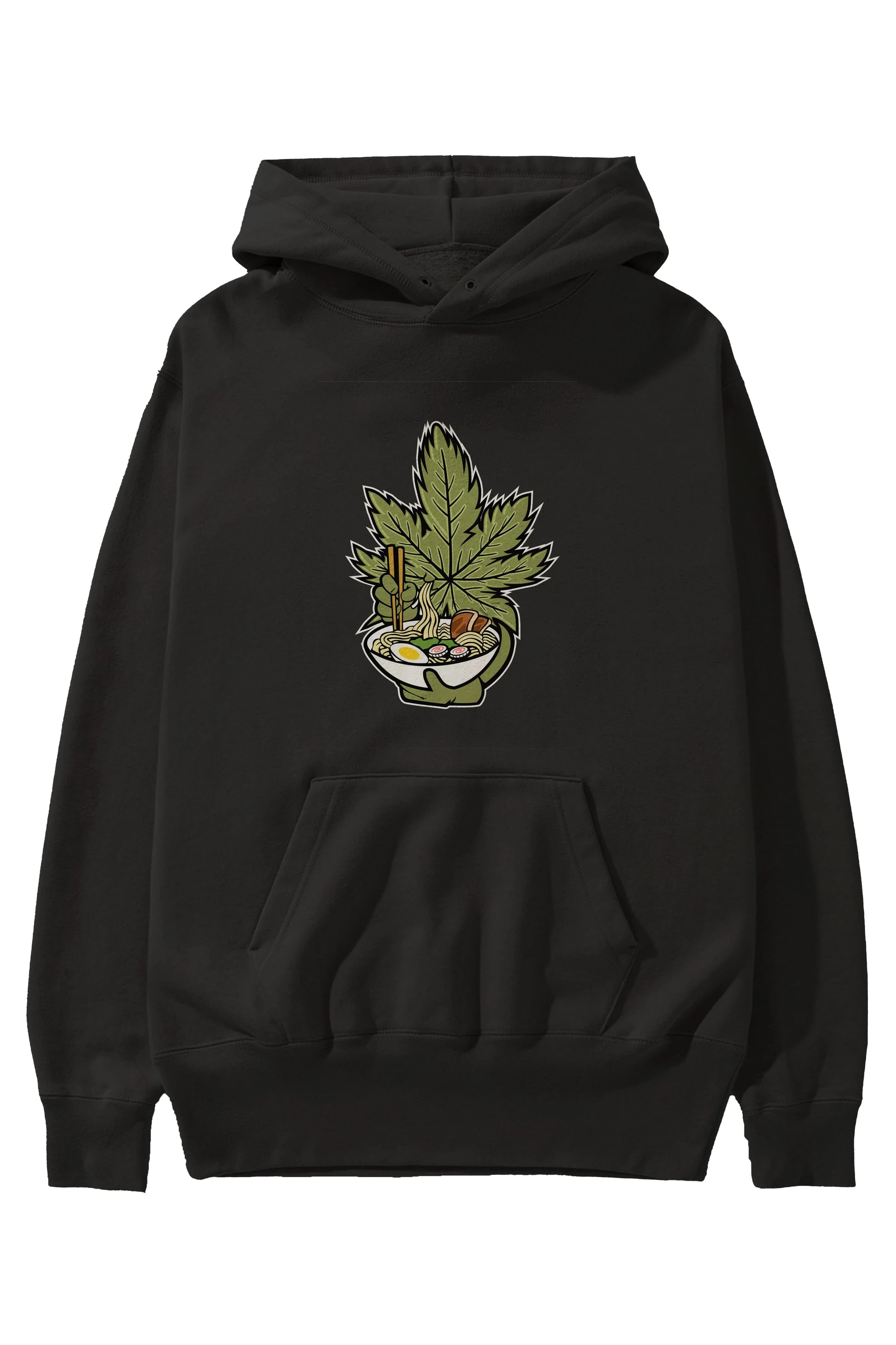 Weed Ramen Ön Baskılı Hoodie Oversize Kapüşonlu Sweatshirt Erkek Kadın Unisex
