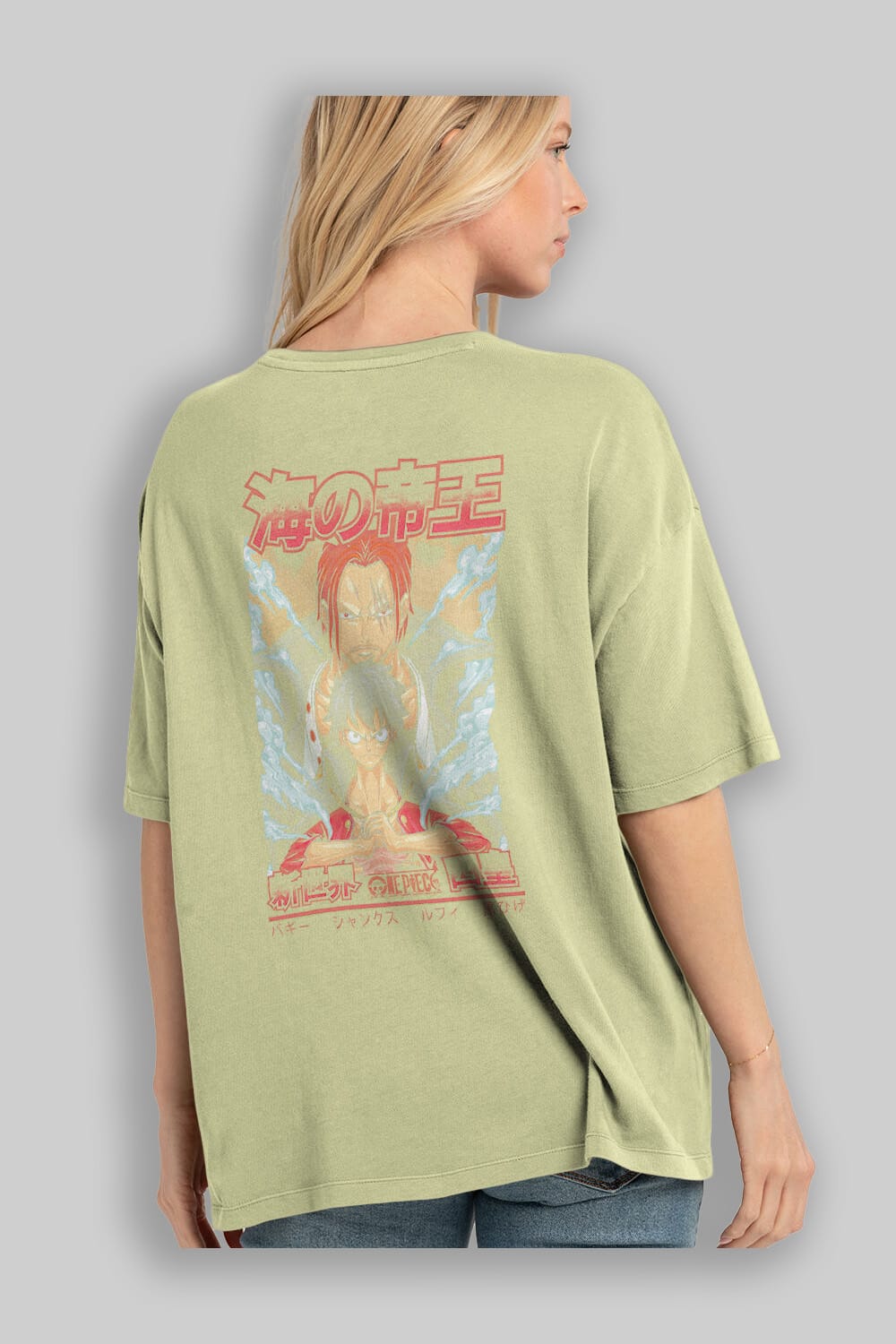 MONKEY D. LUFF and SHANKS Anime Arka Baskılı Oversize t-shirt Erkek Kadın Unisex