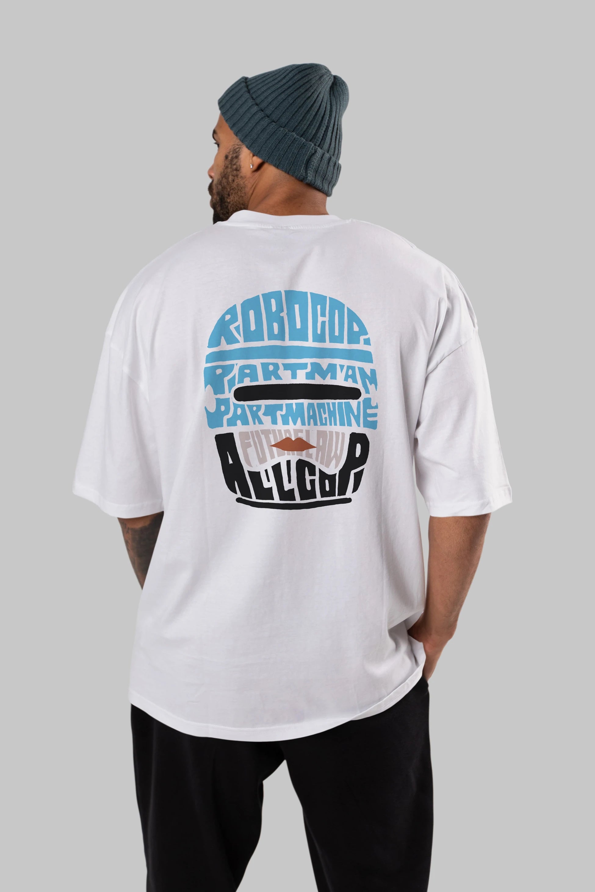Robocop Arka Baskılı Oversize t-shirt %100 pamuk Erkek Kadın Unisex