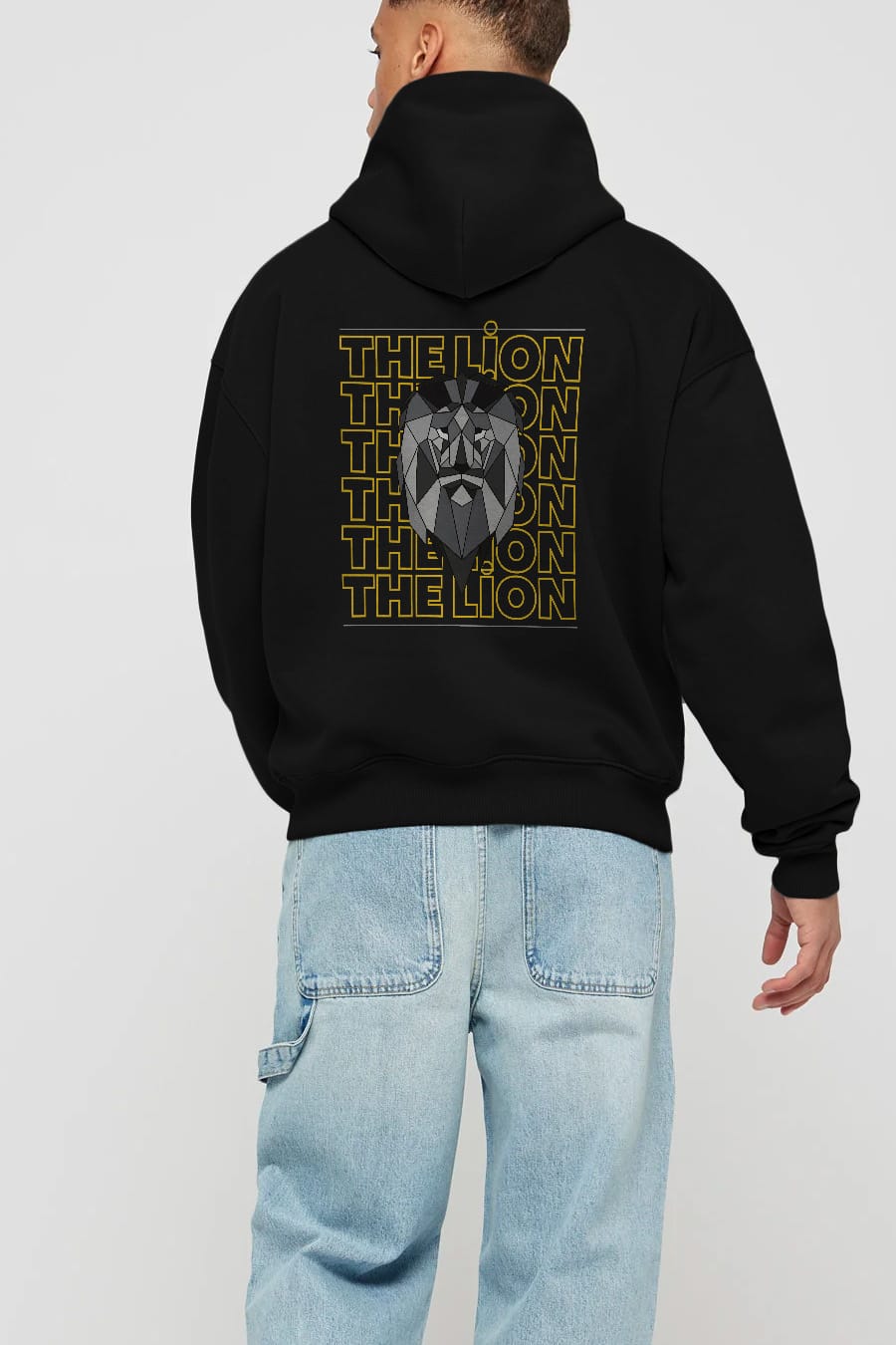 The Lion Yazılı Arka Baskılı Oversize Hoodie Kapüşonlu Sweatshirt Erkek Kadın Unisex