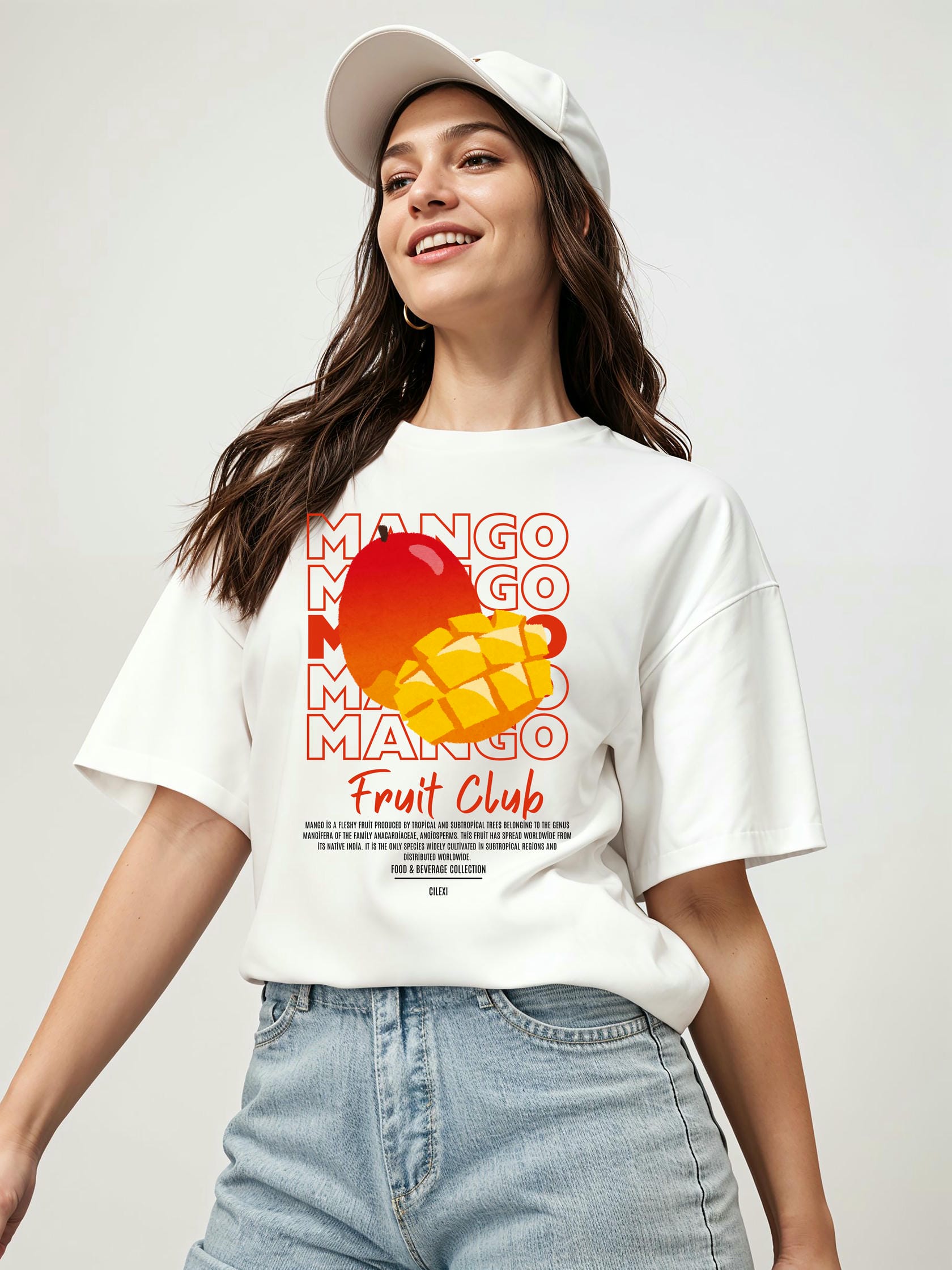 Mango Ön Baskılı Oversize t-shirt Erkek Kadın Pamuk Bisiklet Yaka tişort
