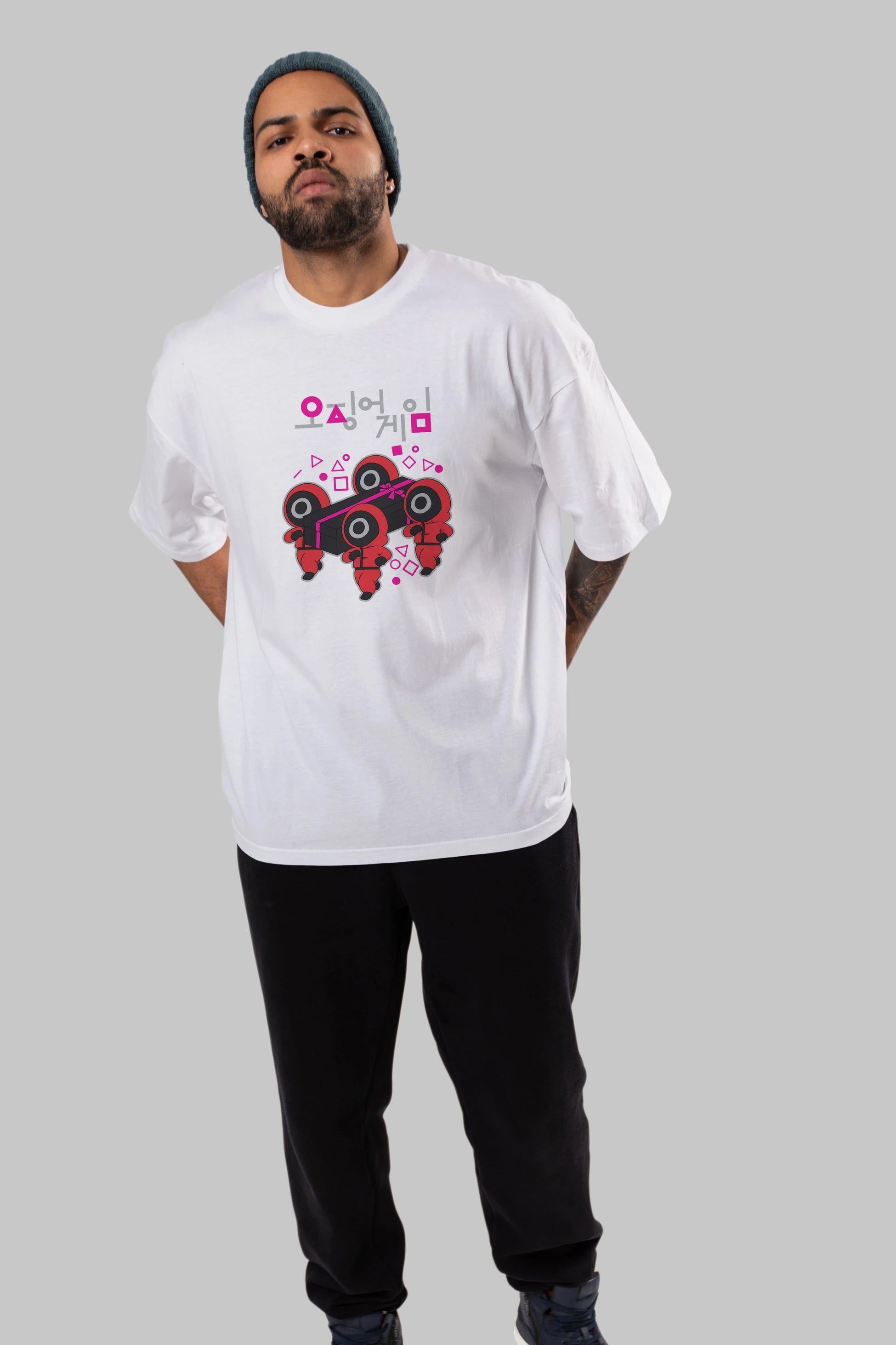 Squid Game (6) Ön Baskılı Oversize t-shirt Erkek Kadın Unisex %100 Pamuk Bisiklet Yaka tişort