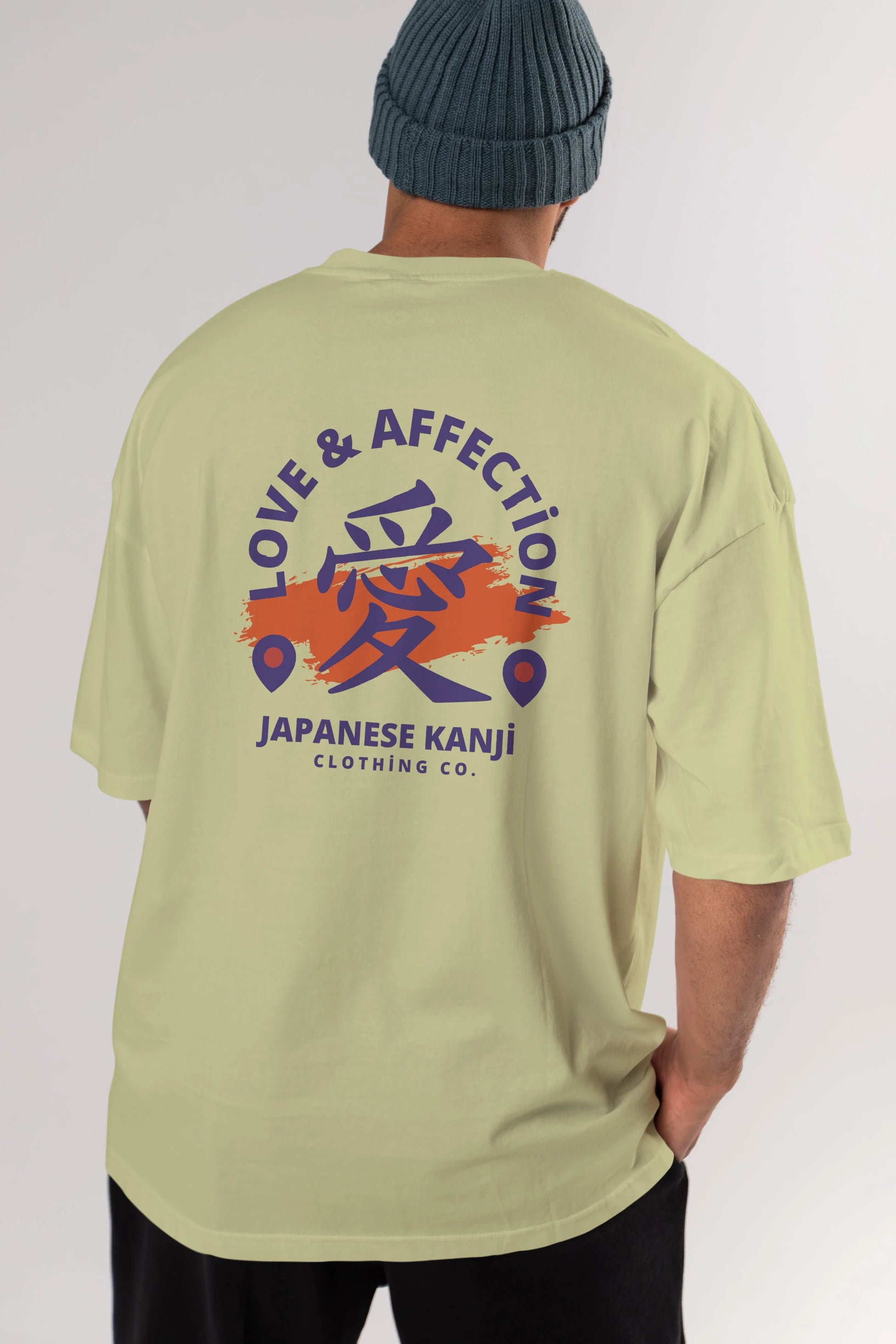 Love Affection Japanese Yazılı Arka Baskılı Oversize t-shirt Erkek Kadın Unisex