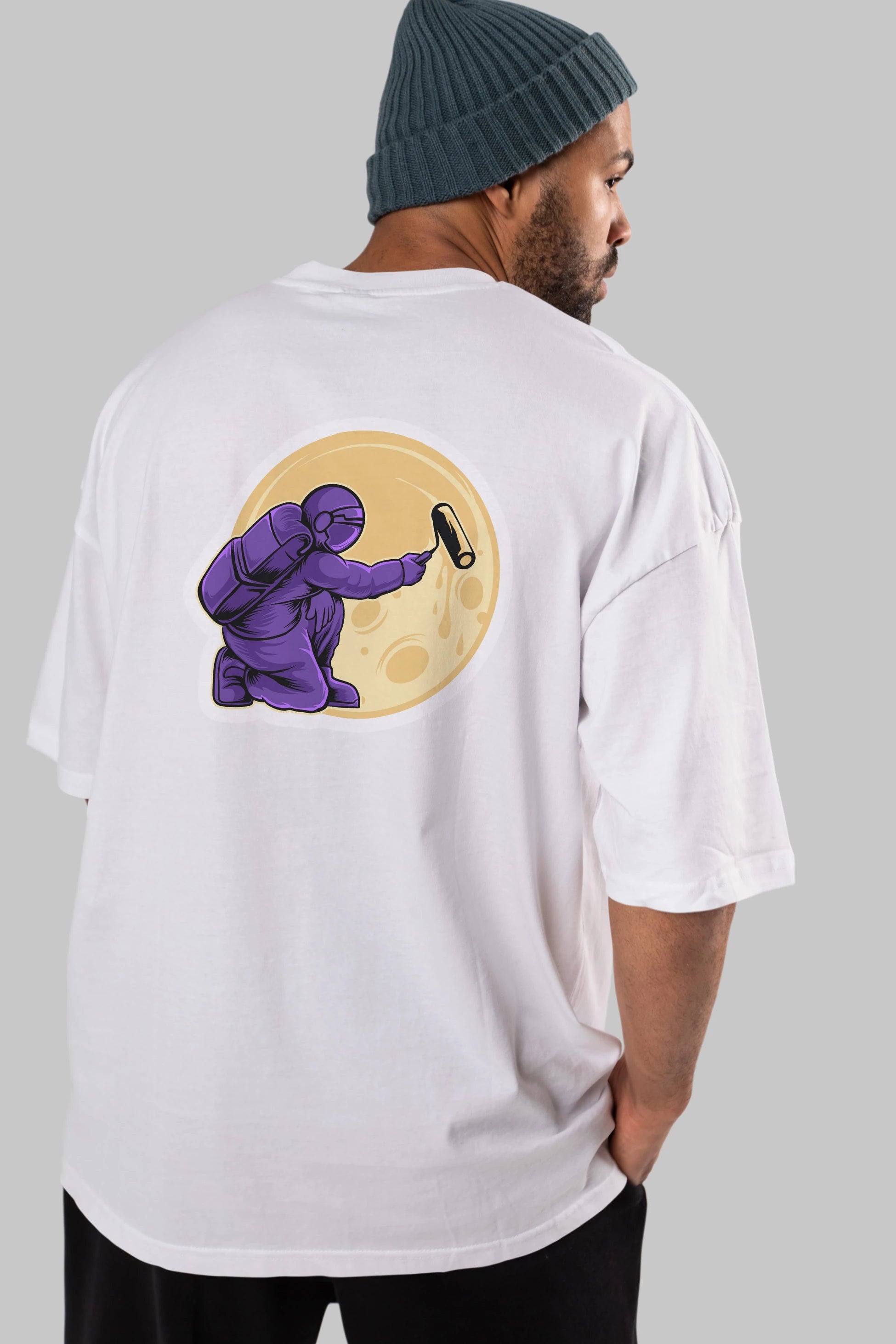 Astropaint Sticker Arka Baskılı Oversize t-shirt Erkek Kadın Unisex