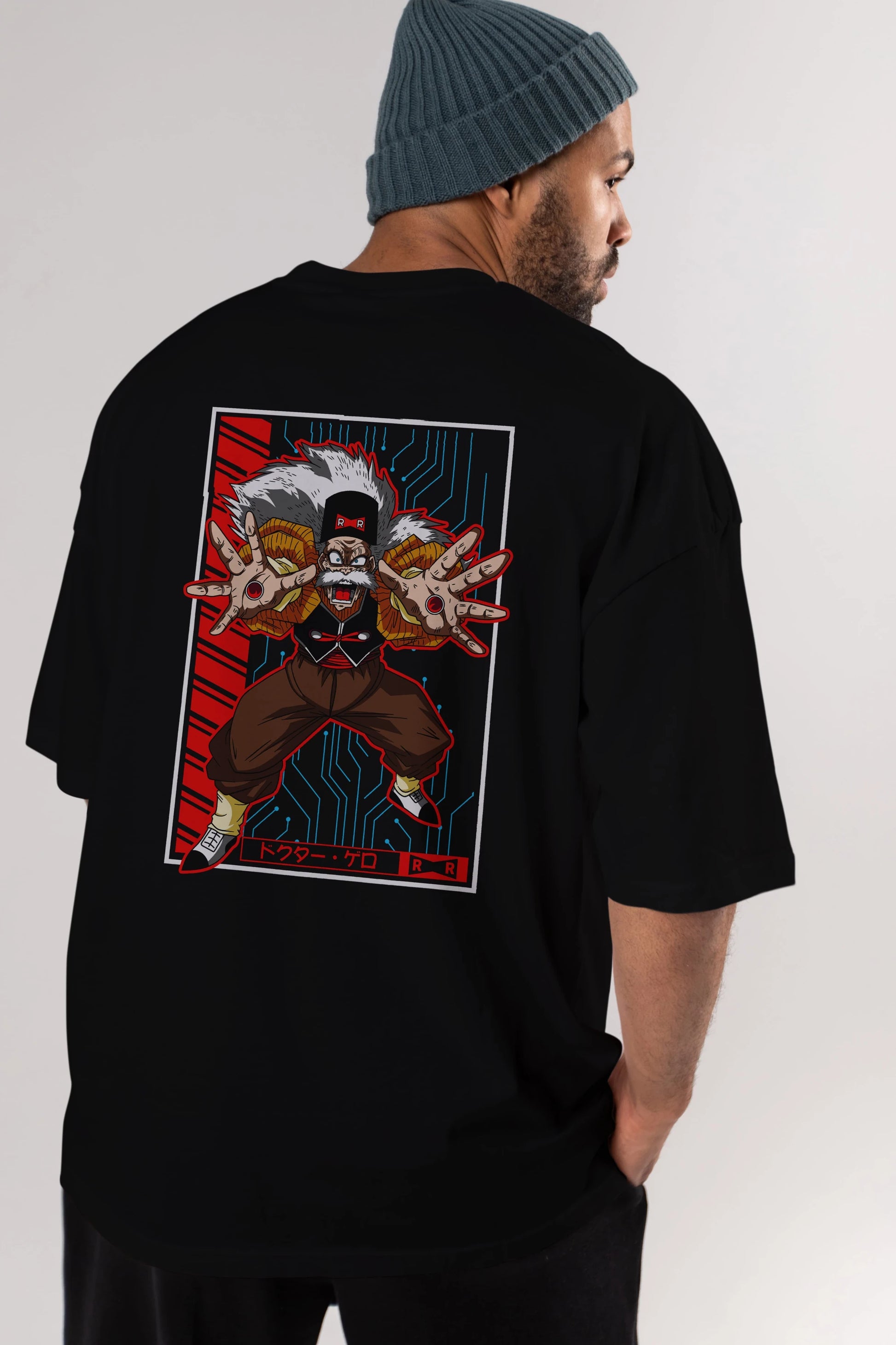DragonBall DrMakigero Anime Arka Baskılı Oversize t-shirt Erkek Kadın Unisex