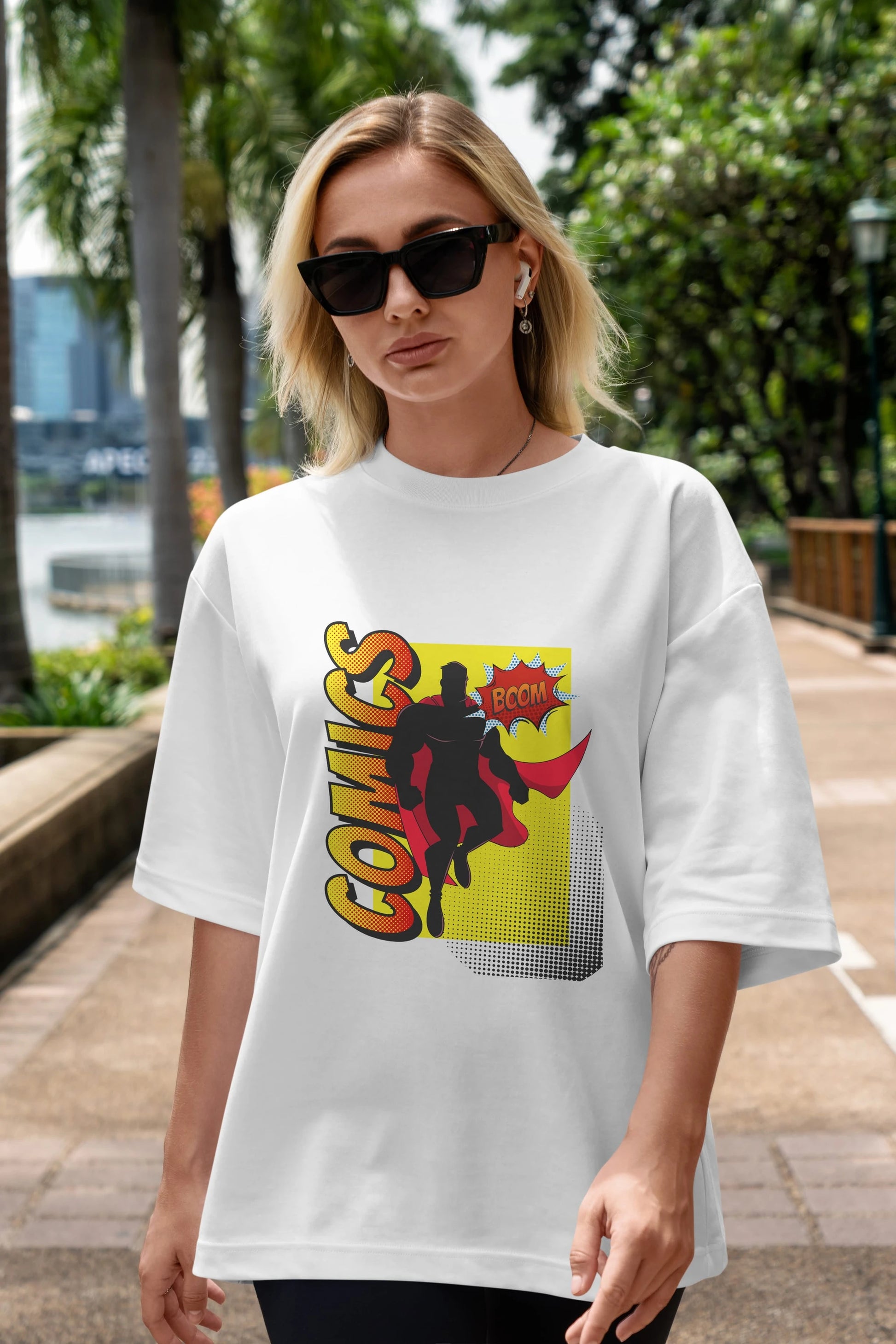 Comics Boom Ön Baskılı Oversize t-shirt Erkek Kadın Unisex