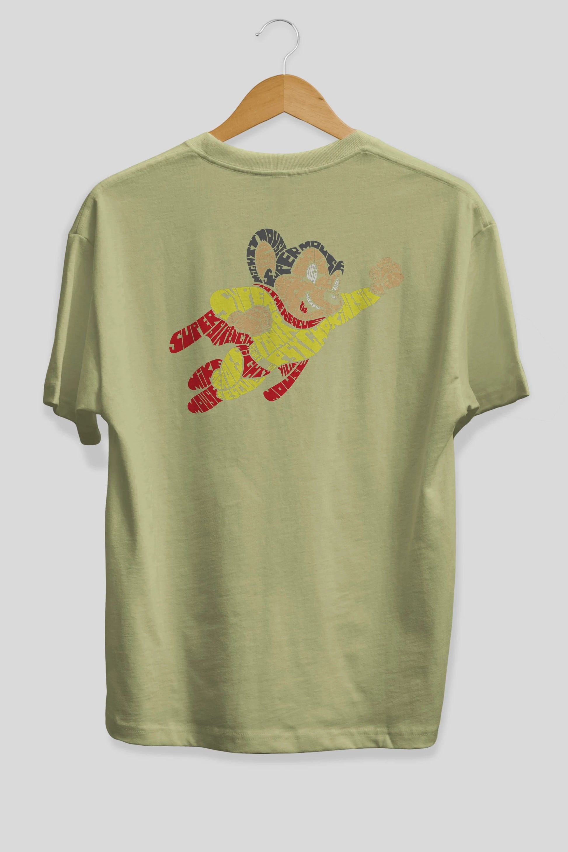 Mighty Mouse Arka Baskılı Oversize t-shirt %100 pamuk Erkek Kadın Unisex